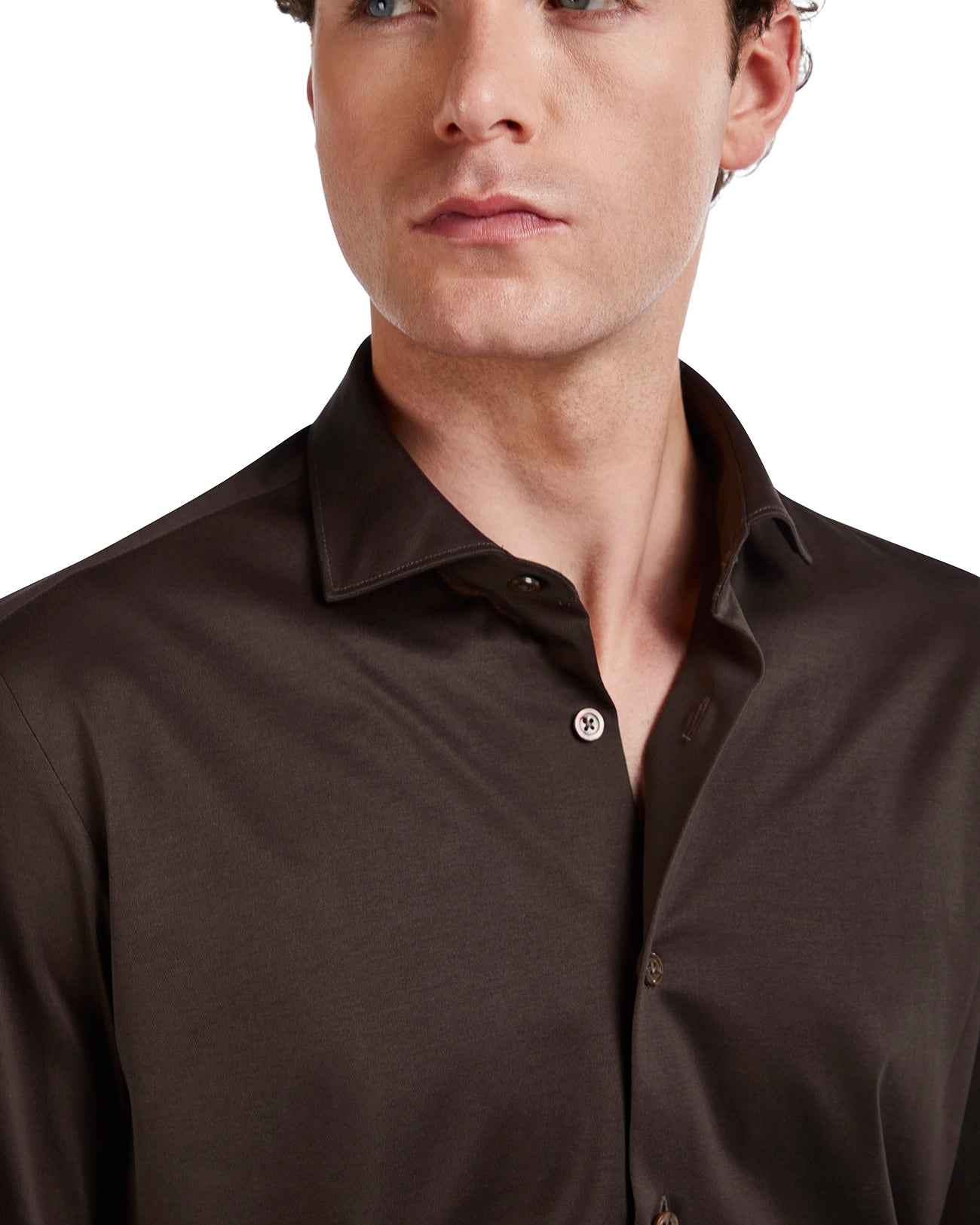 Camisa Miyagi de algodón marrón oscuro