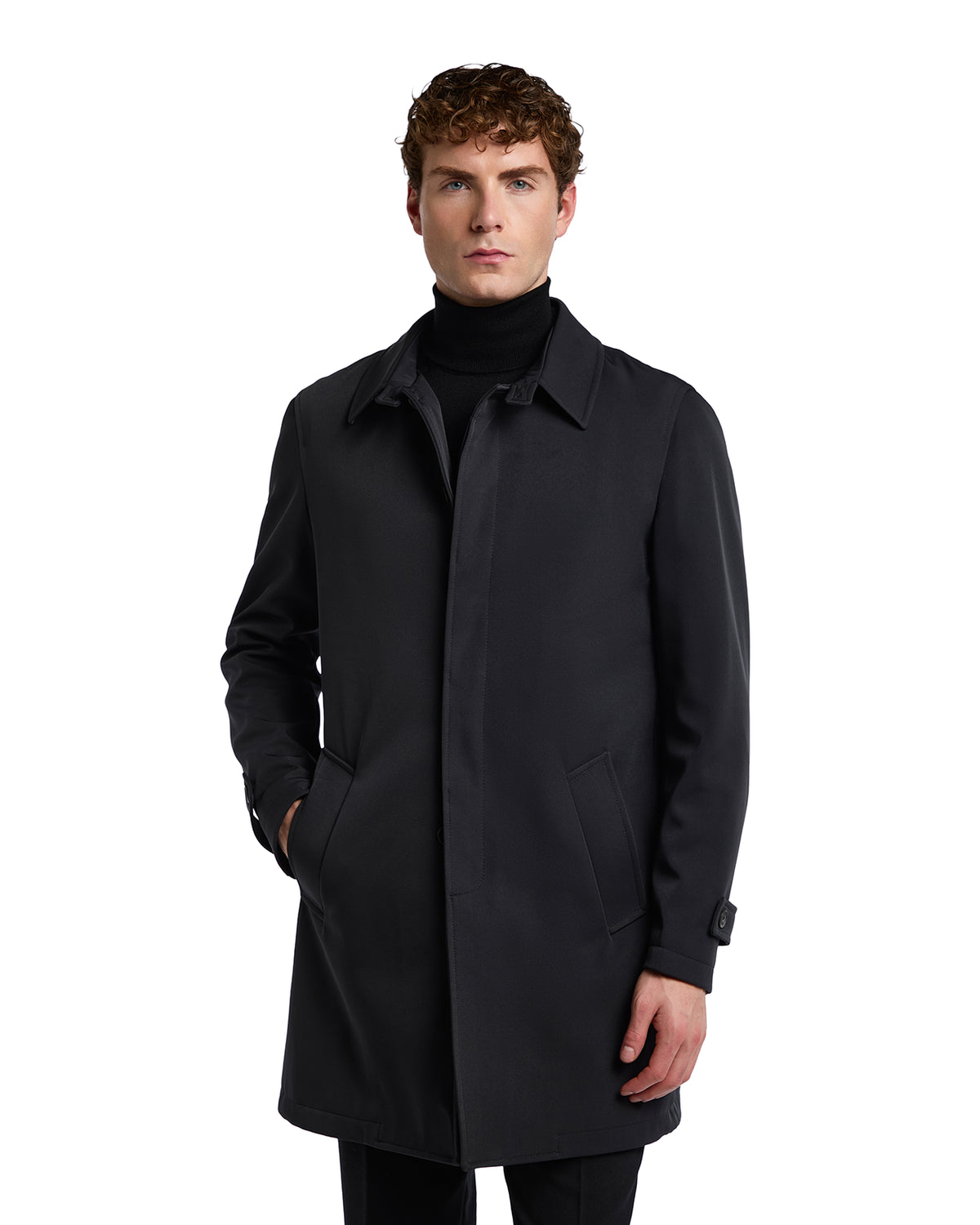 Tyler Technical Quilted Trench Coat in Black