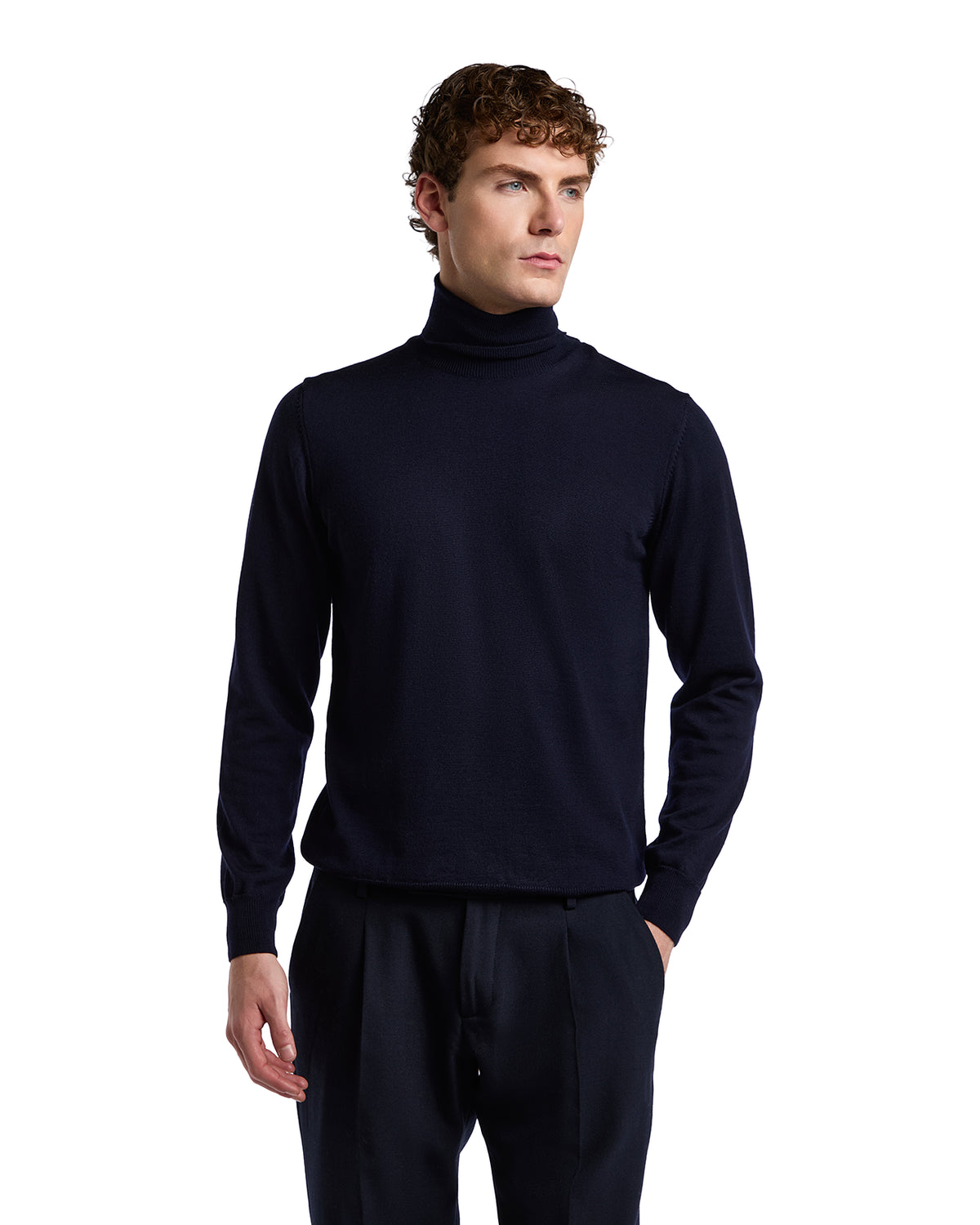 Vietri Turtleneck in Merino Wool Tollegno Blue