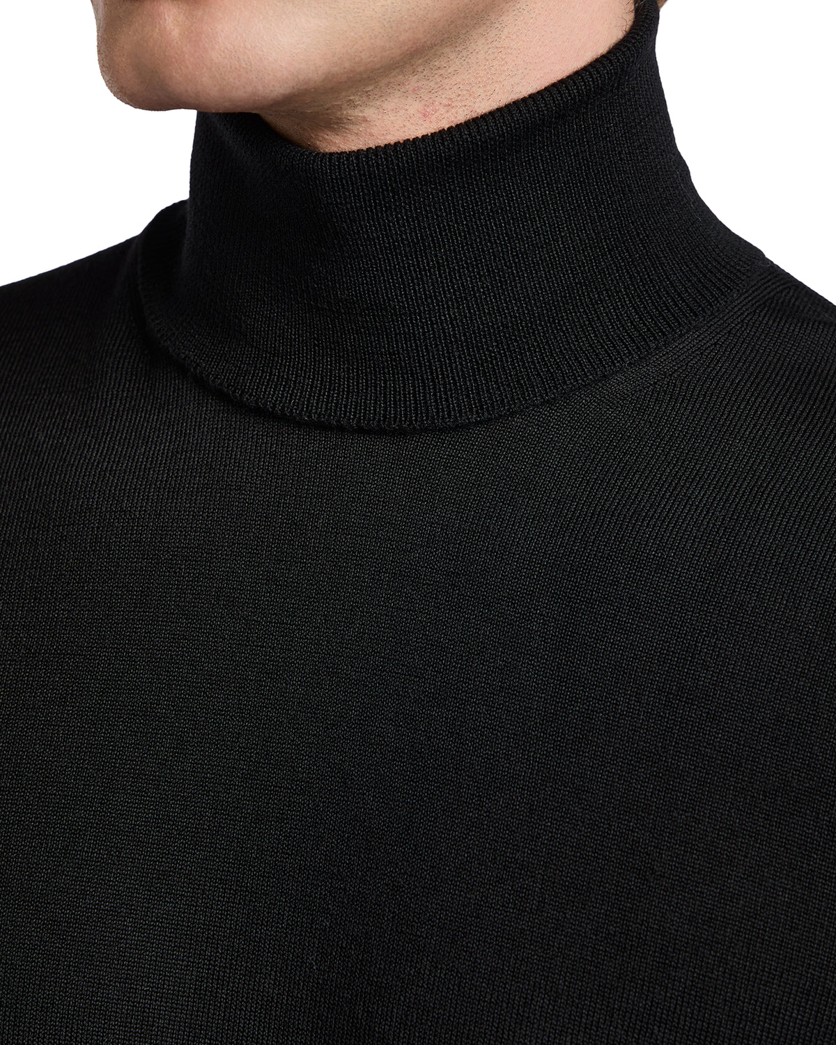 Vietri Turtleneck in Black Tollegno Wool