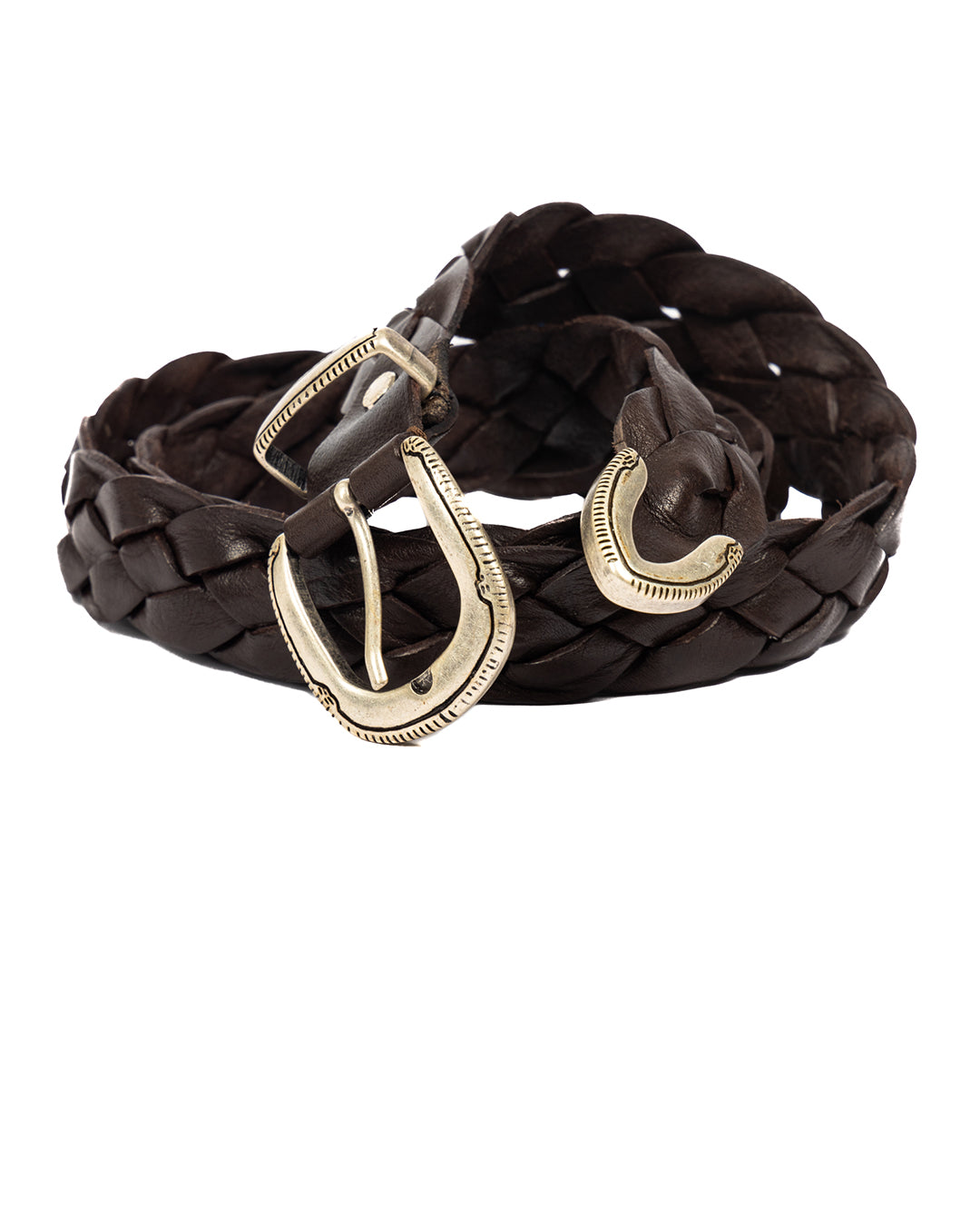 Chianti - dark brown leather belt with wide weave