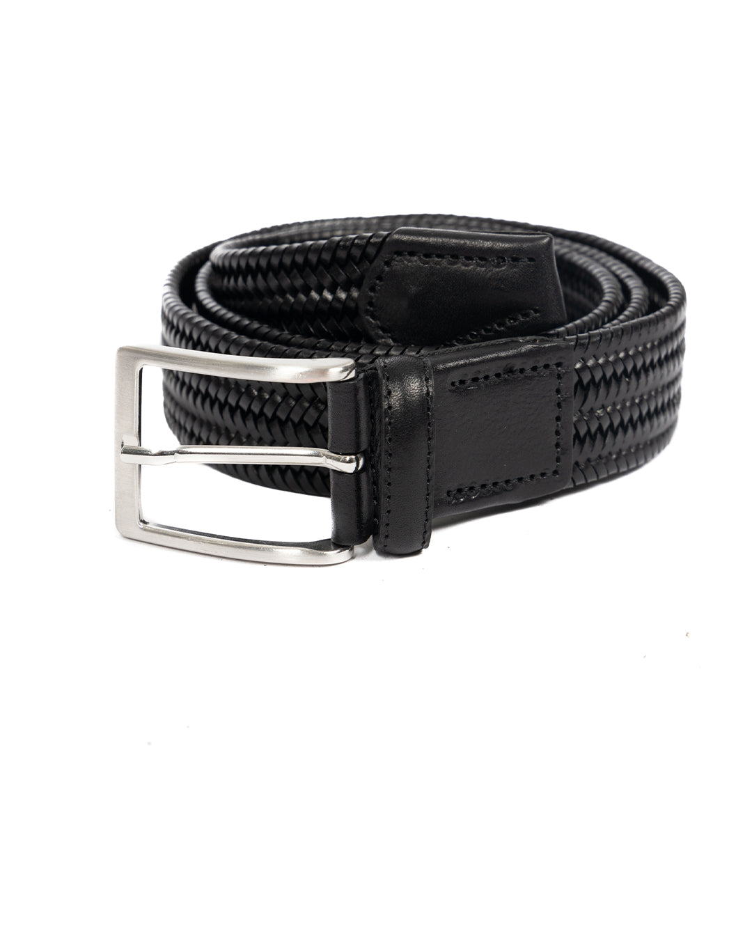 Montalcino - black narrow weave leather belt