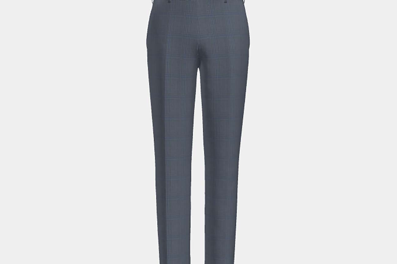 Pantalone su misura lana 130s principe di galles blu chiaro Caccioppoli