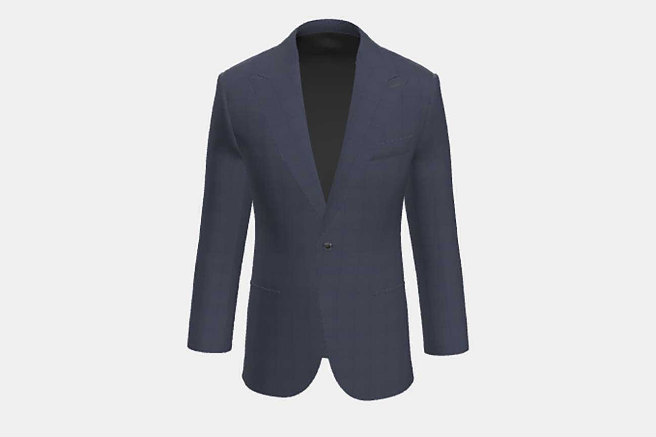 Giacca su misura lana 130s finestrato blu Caccioppoli