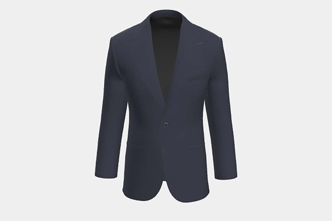Giacca su misura lana 120s blu Canonico