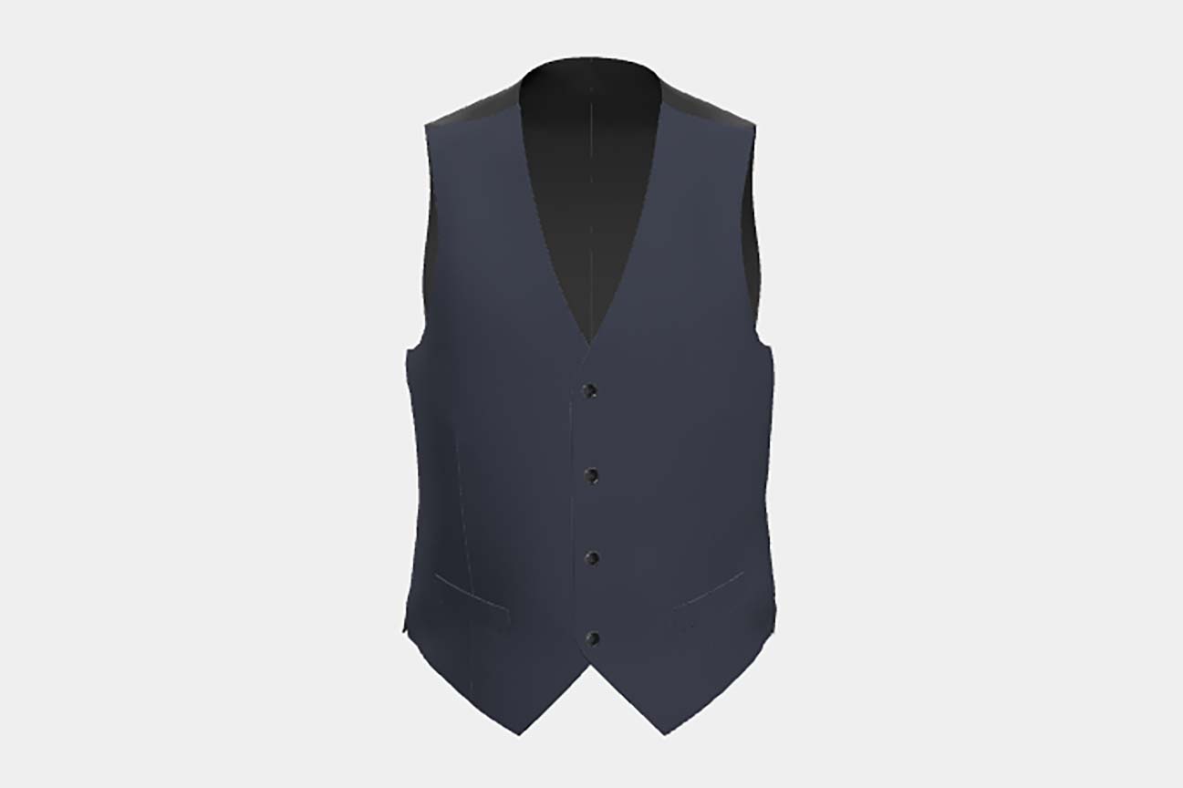 Gilet su misura lana e seta 150s blu Caccioppoli