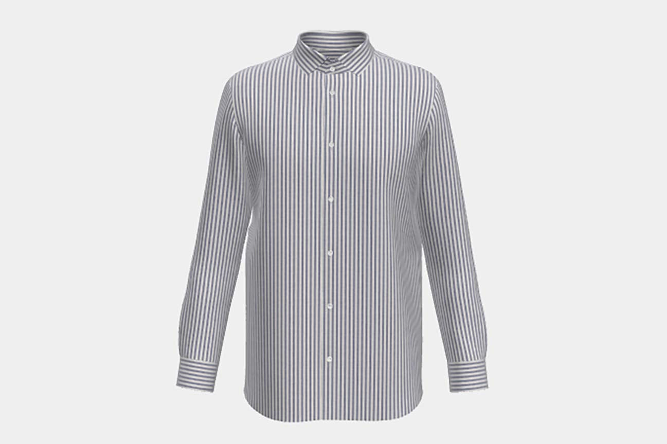 Camicia su misura lino e cotone blu (customized SV12B53B5P-265145)