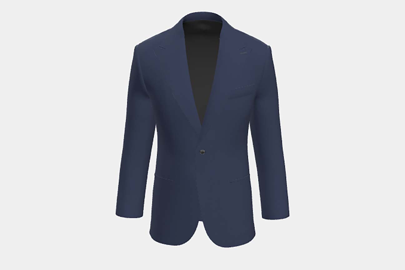 Giacca su misura lana 130s pied de poule blu Caccioppoli