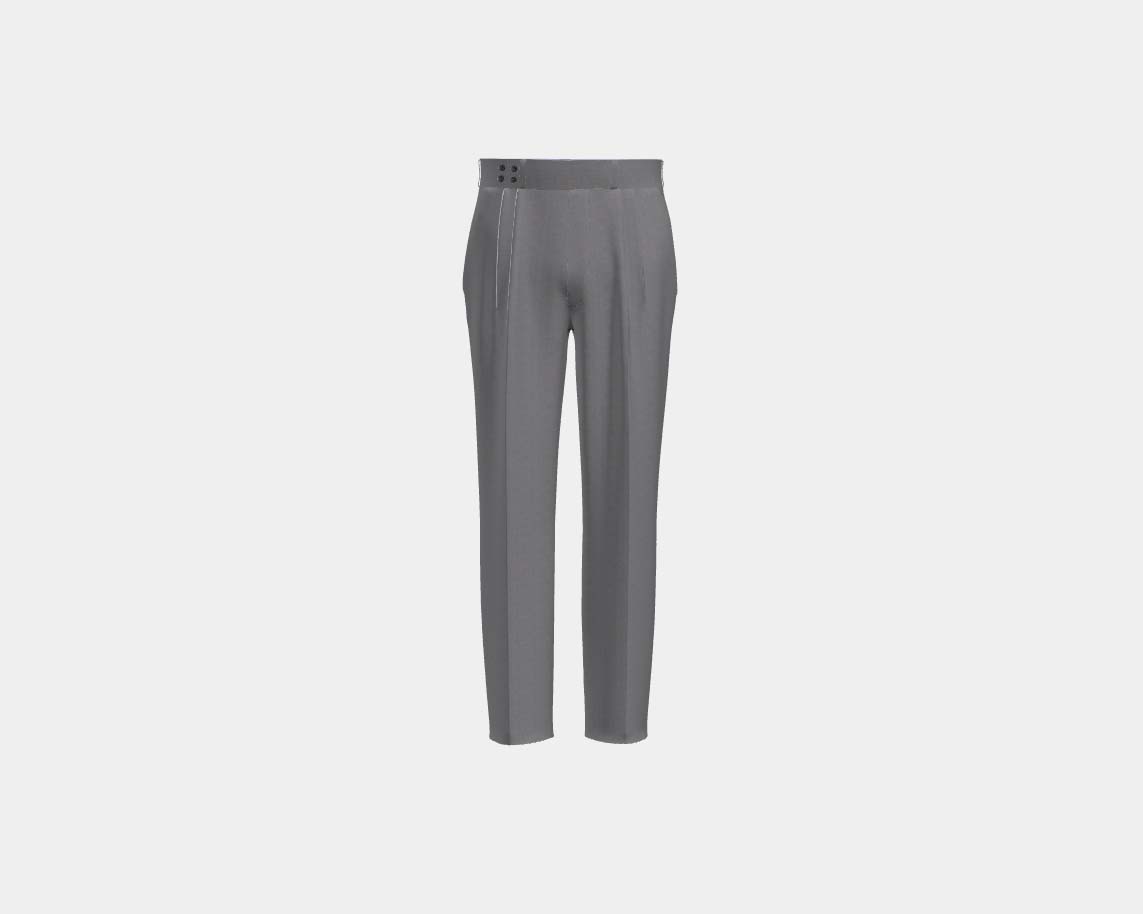 Pantalone con fascia su misura lana 130s finestrato blu Caccioppoli