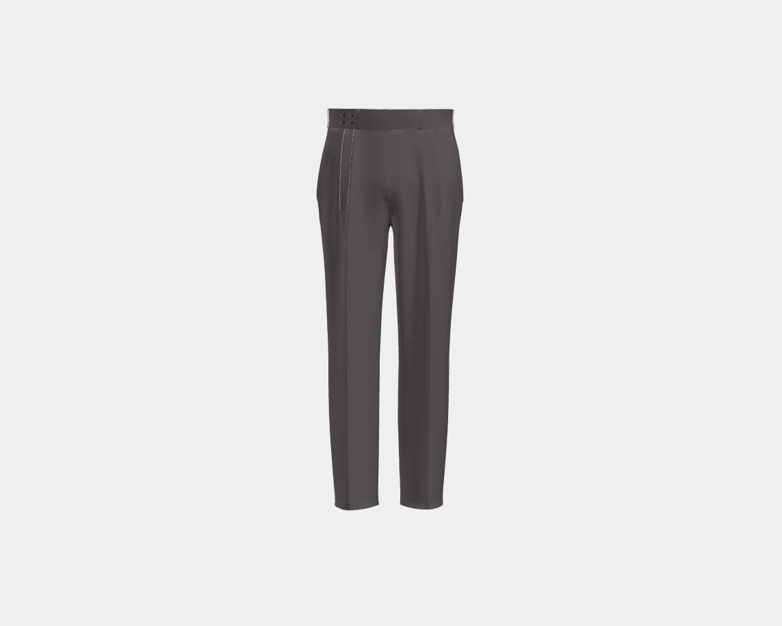 Pantalon tailleur en laine beige années 130 avec bande Caccioppoli