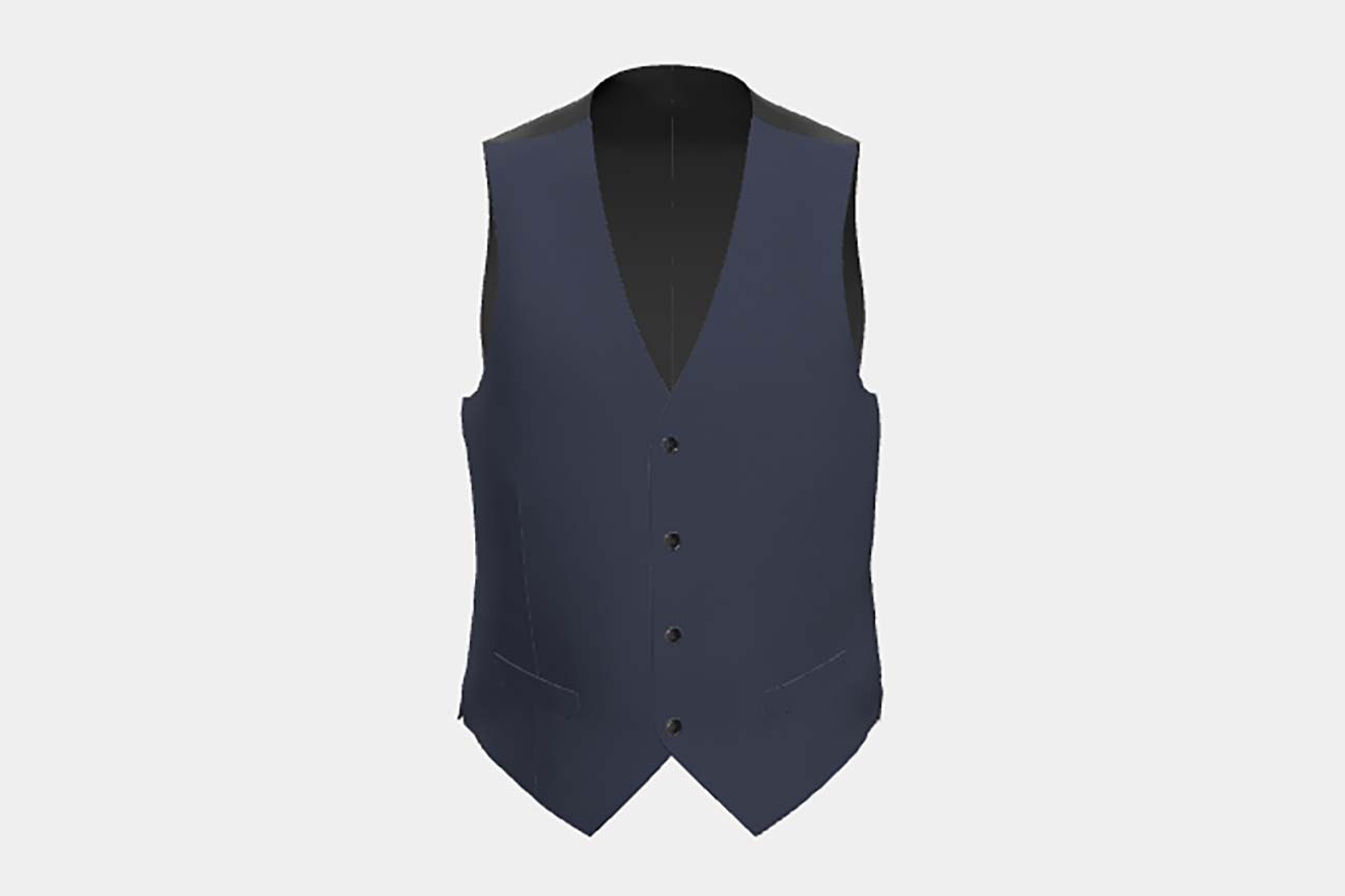 Gilet su misura lana 130s rigato blu Caccioppoli