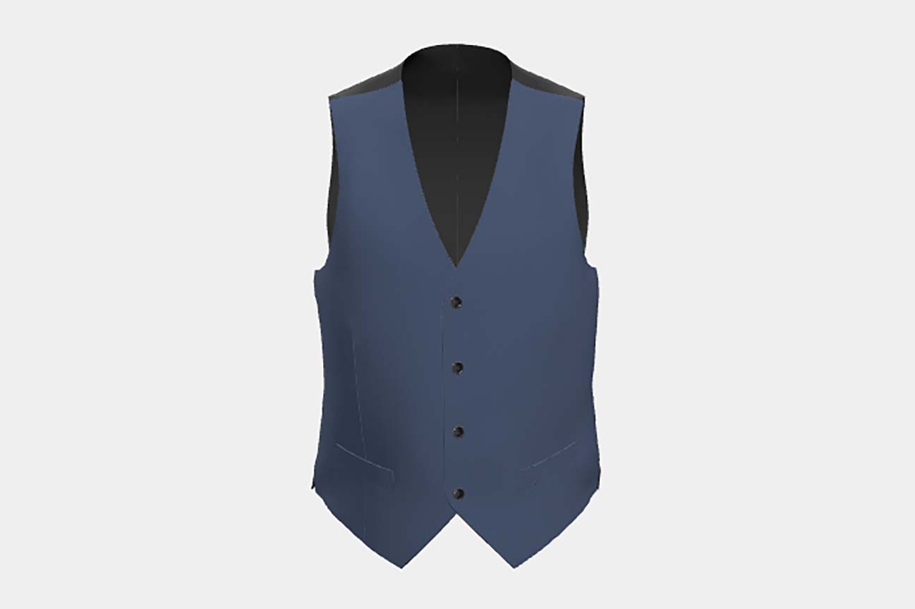 Gilet su misura lana e seta 150s blu Caccioppoli