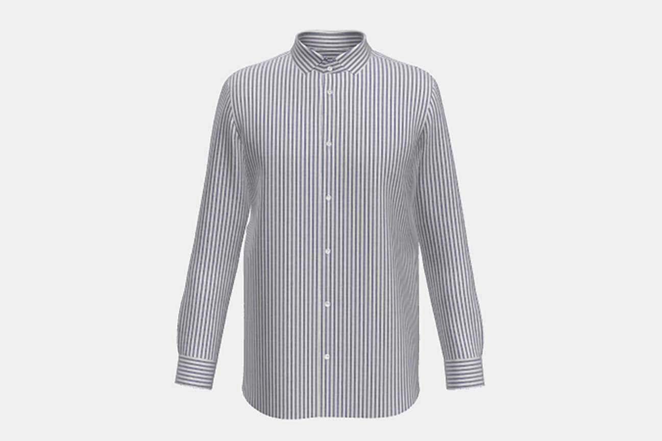 Blue linen and cotton tailored shirt