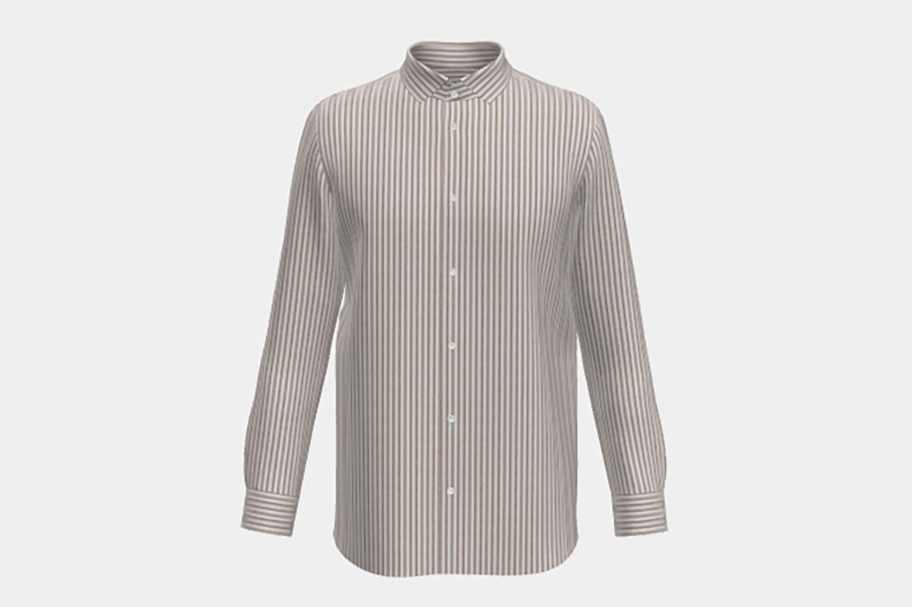 Brown linen and cotton tailored shirt