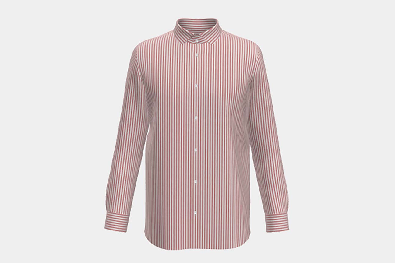 Red linen and cotton tailored shirt
