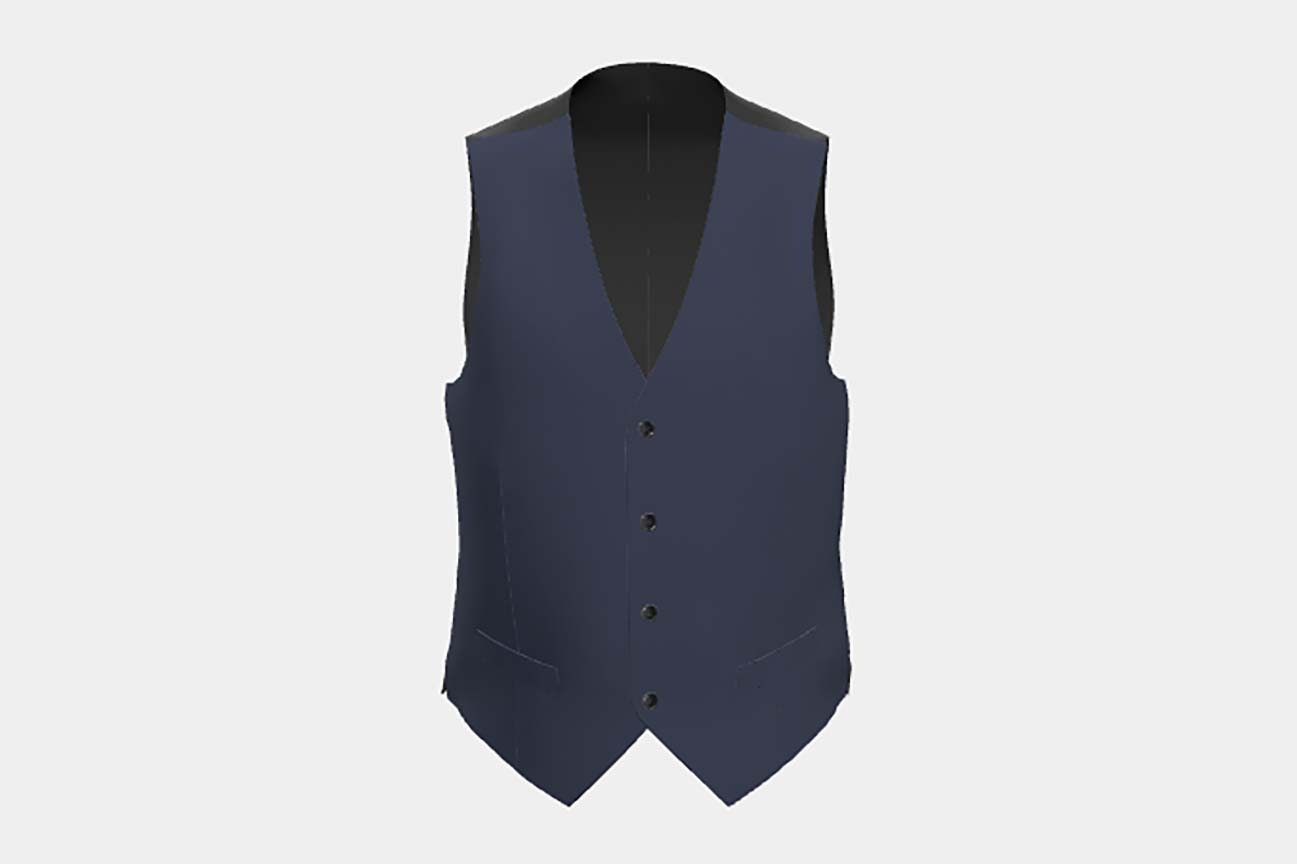 Gilet su misura lana e seta 150s blu Caccioppoli