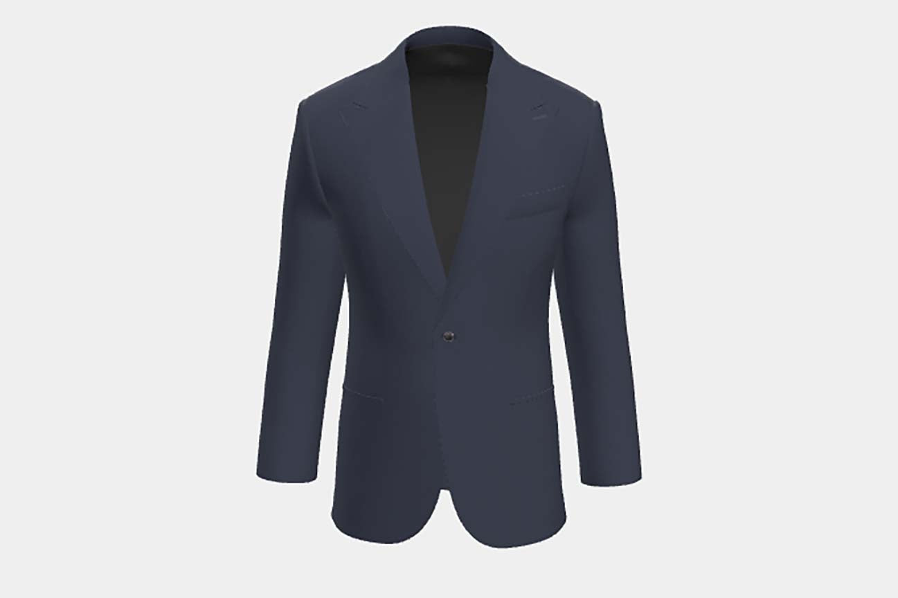Giacca su misura lana 120s blu Canonico