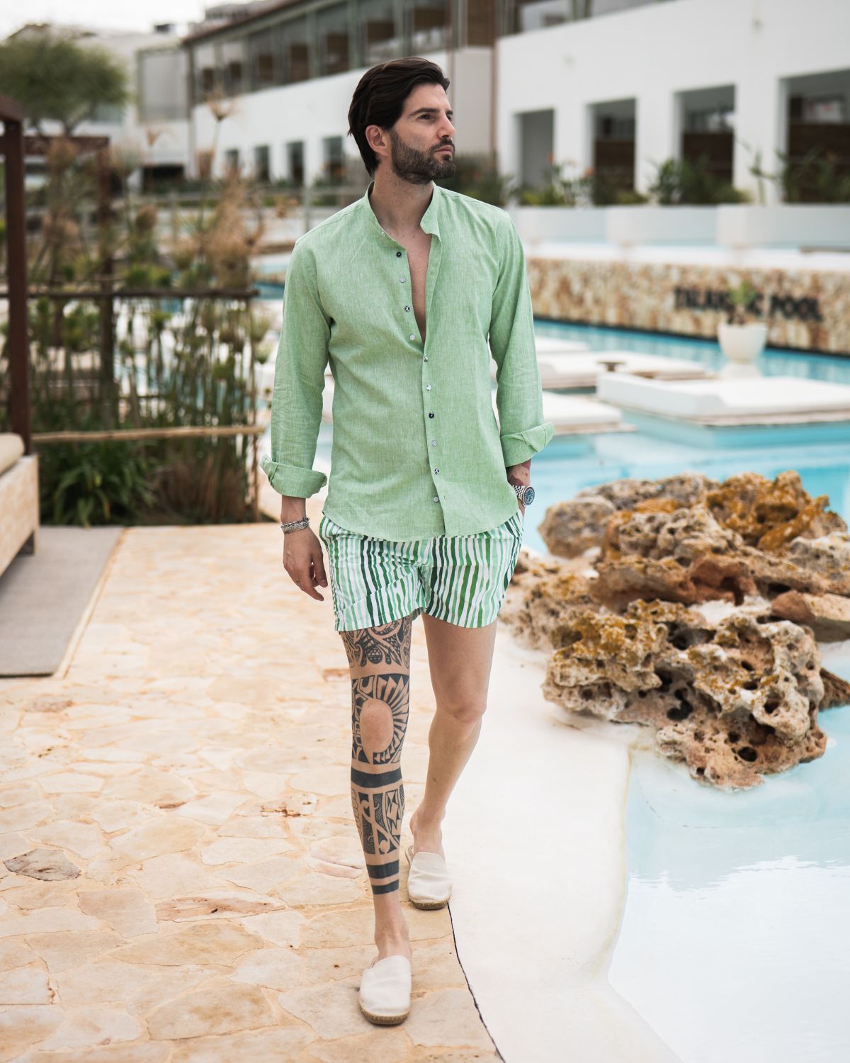 Stripe - green patterned swimsuit