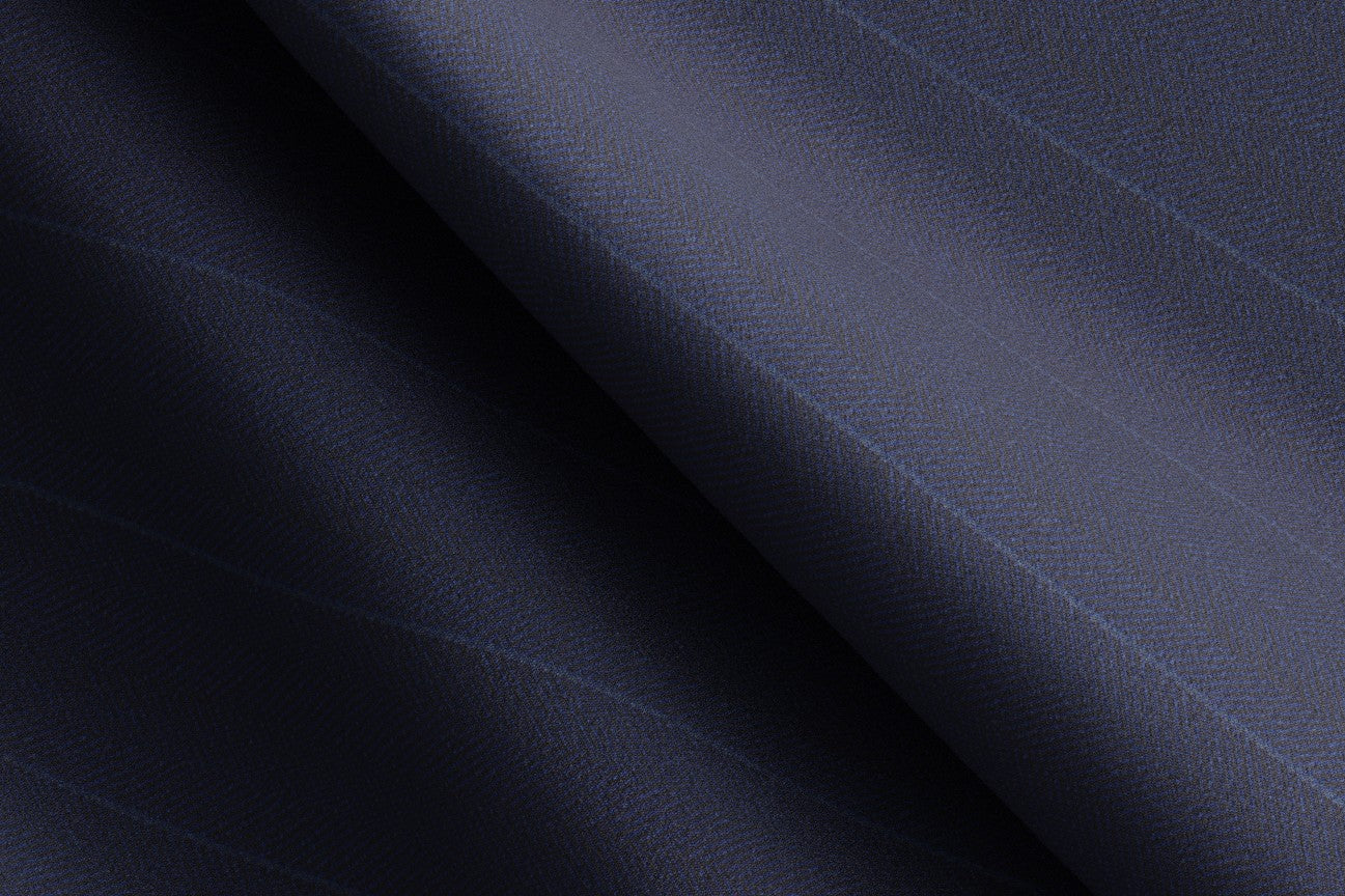 Pantalone con fascia su misura lana e seta solaro 150s blu Caccioppoli