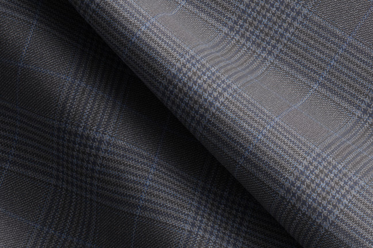 Gilet su misura lana 130s principe di galles grigio Caccioppoli