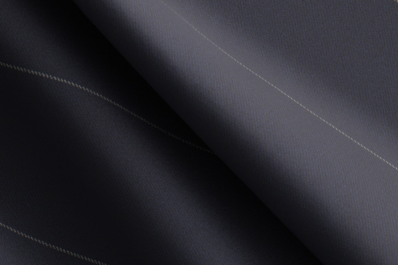 Gilet su misura lana 130s gessato blu Caccioppoli