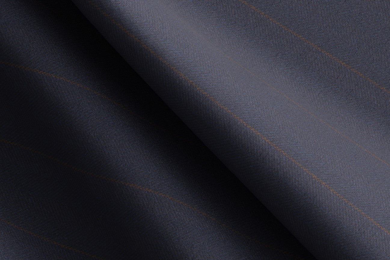 Pantalone su misura lana e seta 150s blu Caccioppoli