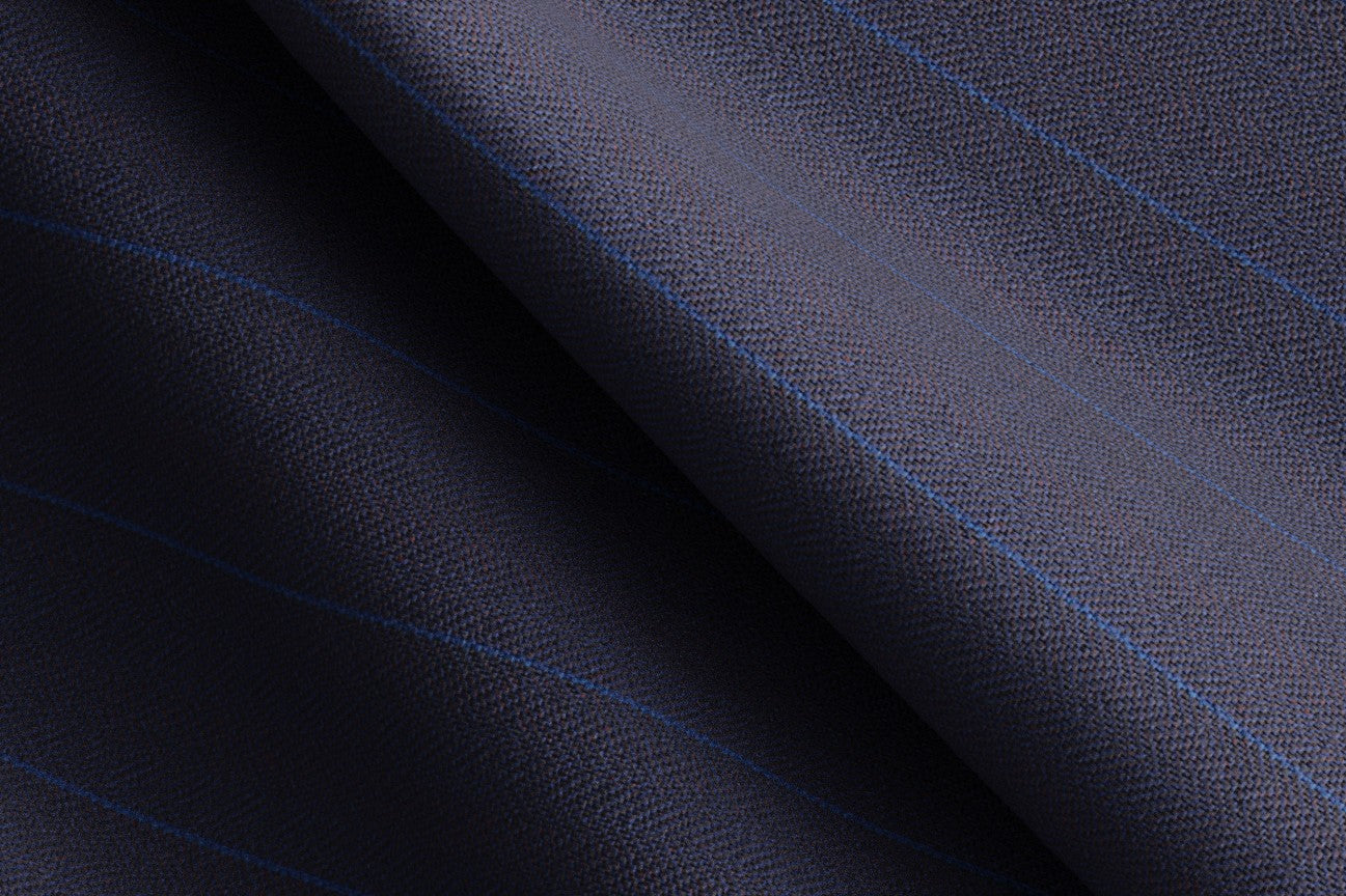 Pantalone su misura lana e seta 150s blu Caccioppoli