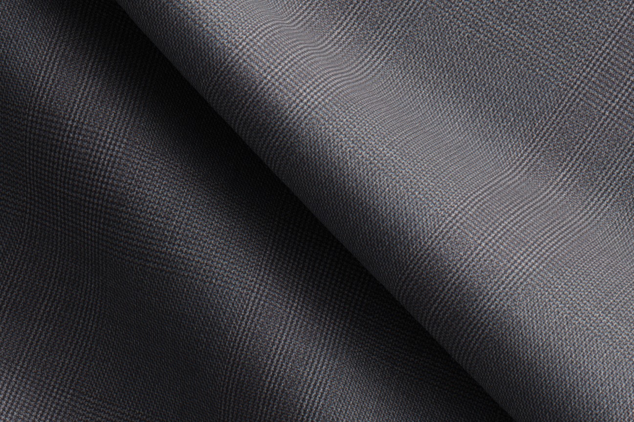 Pantalon tailleur en laine et soie gris années 150 Caccioppoli avec bande
