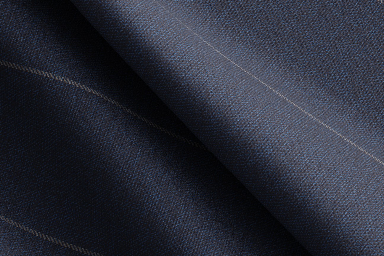 Pantalone su misura lana 130s gessato blu Caccioppoli
