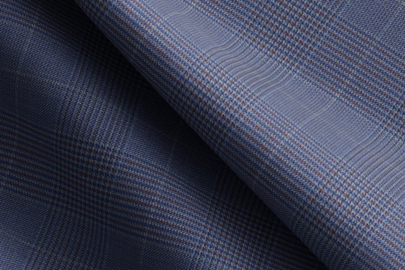 Pantalone su misura lana e seta 150s blu Caccioppoli
