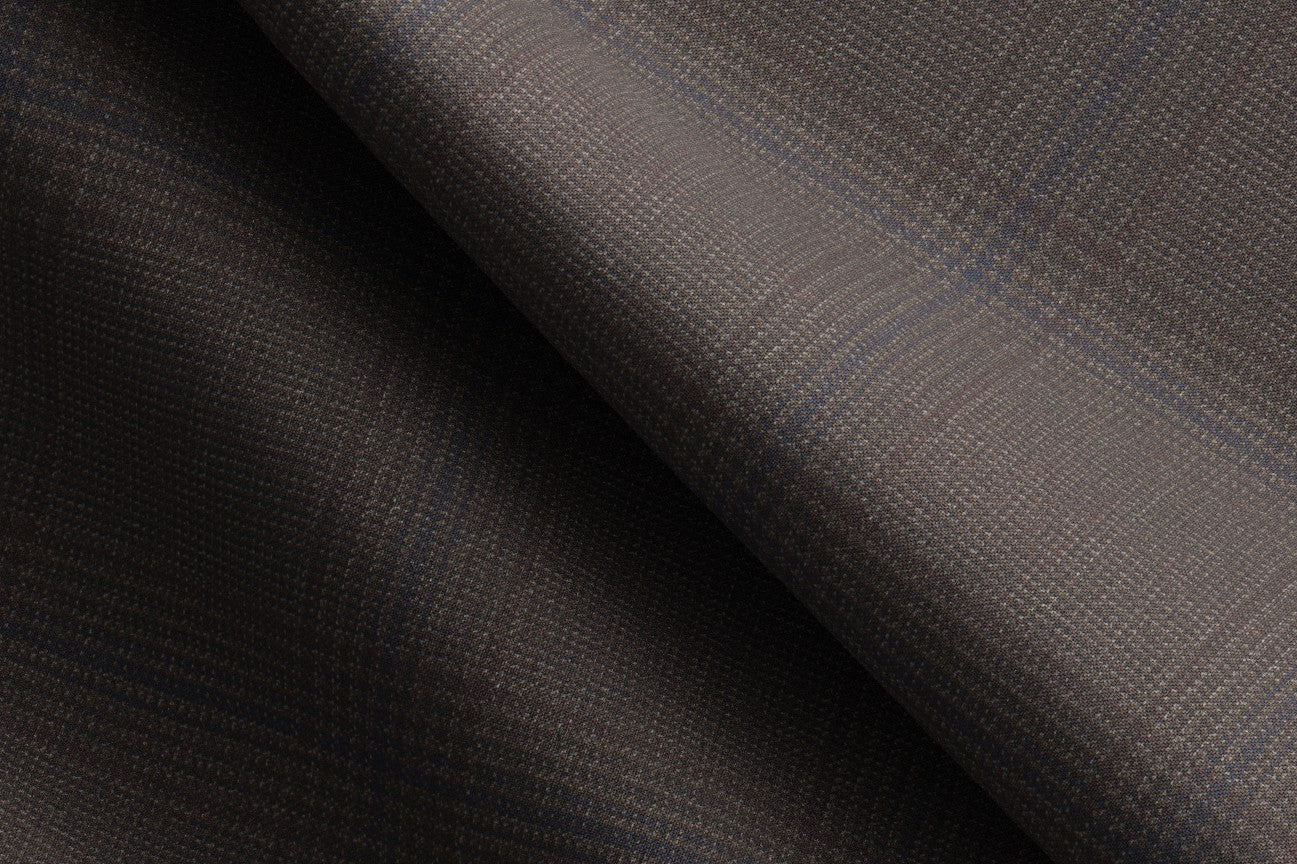 Costume sur mesure en laine Prince de Galles années 130 marron Caccioppoli