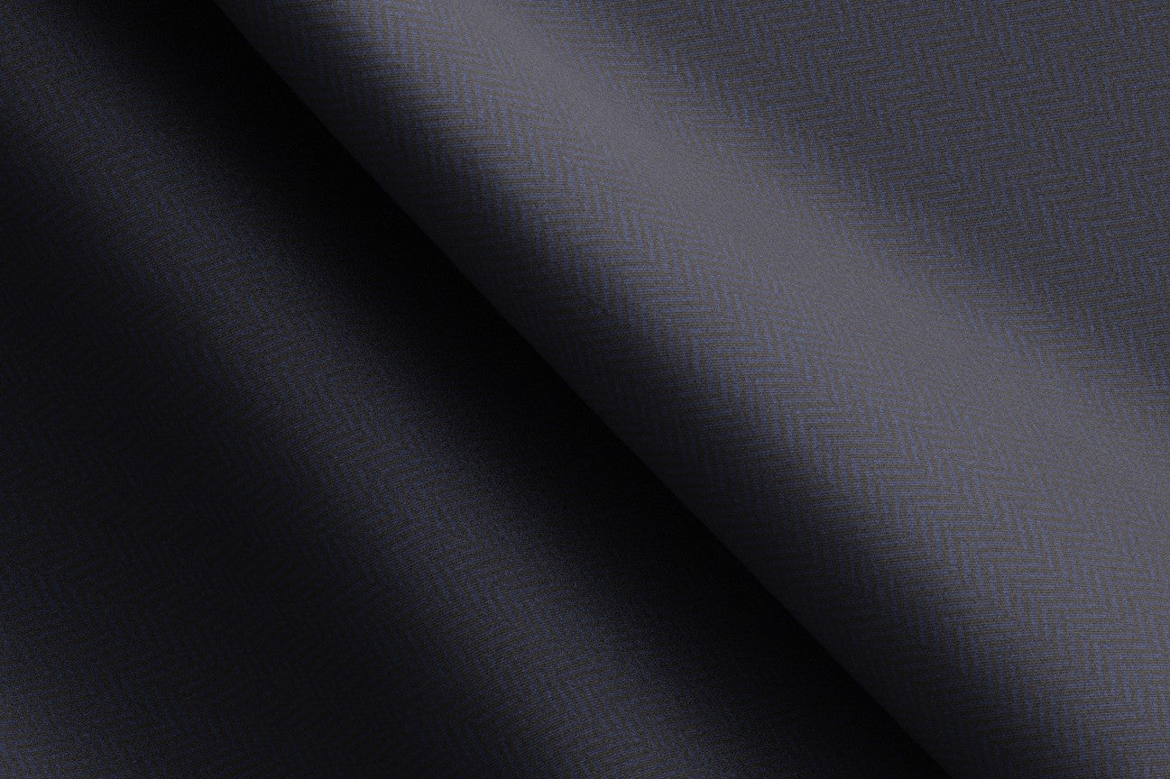 Pantalon avec bande sur mesure en laine à chevrons bleu années 130 Caccioppoli