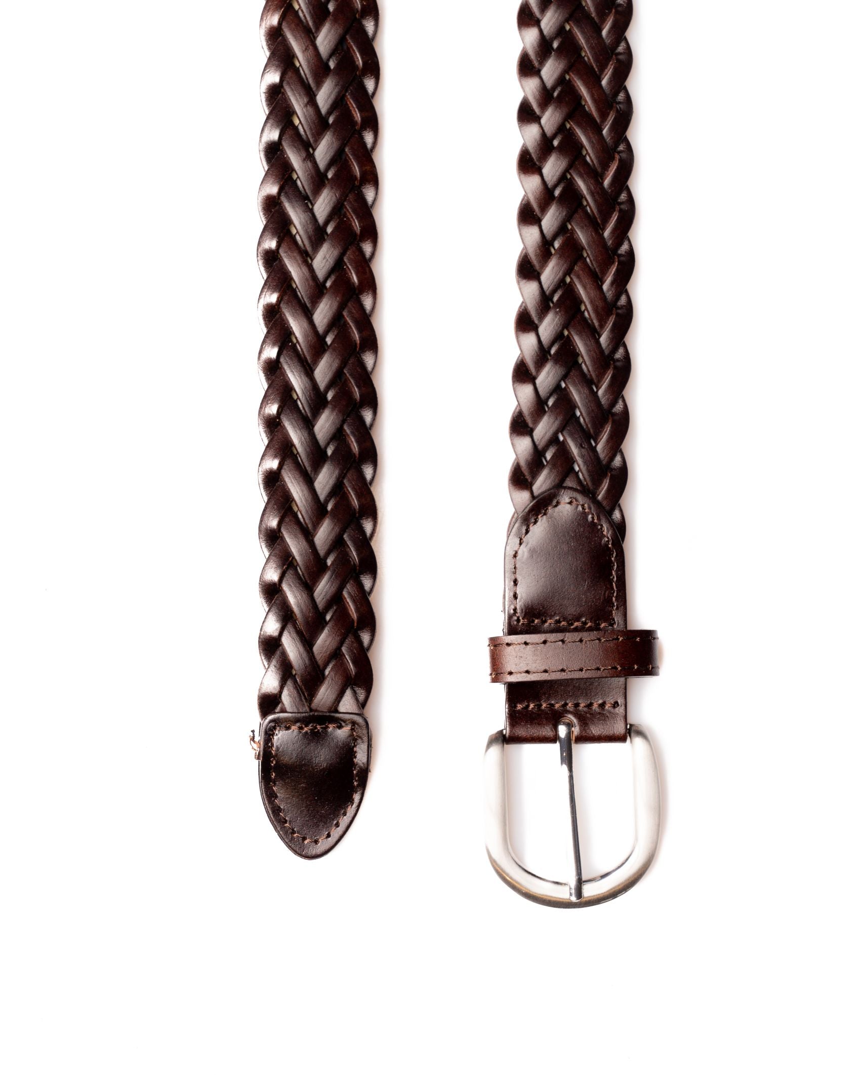 CINTURA IN PELLE INTRECCIATA TESTA DI MORO