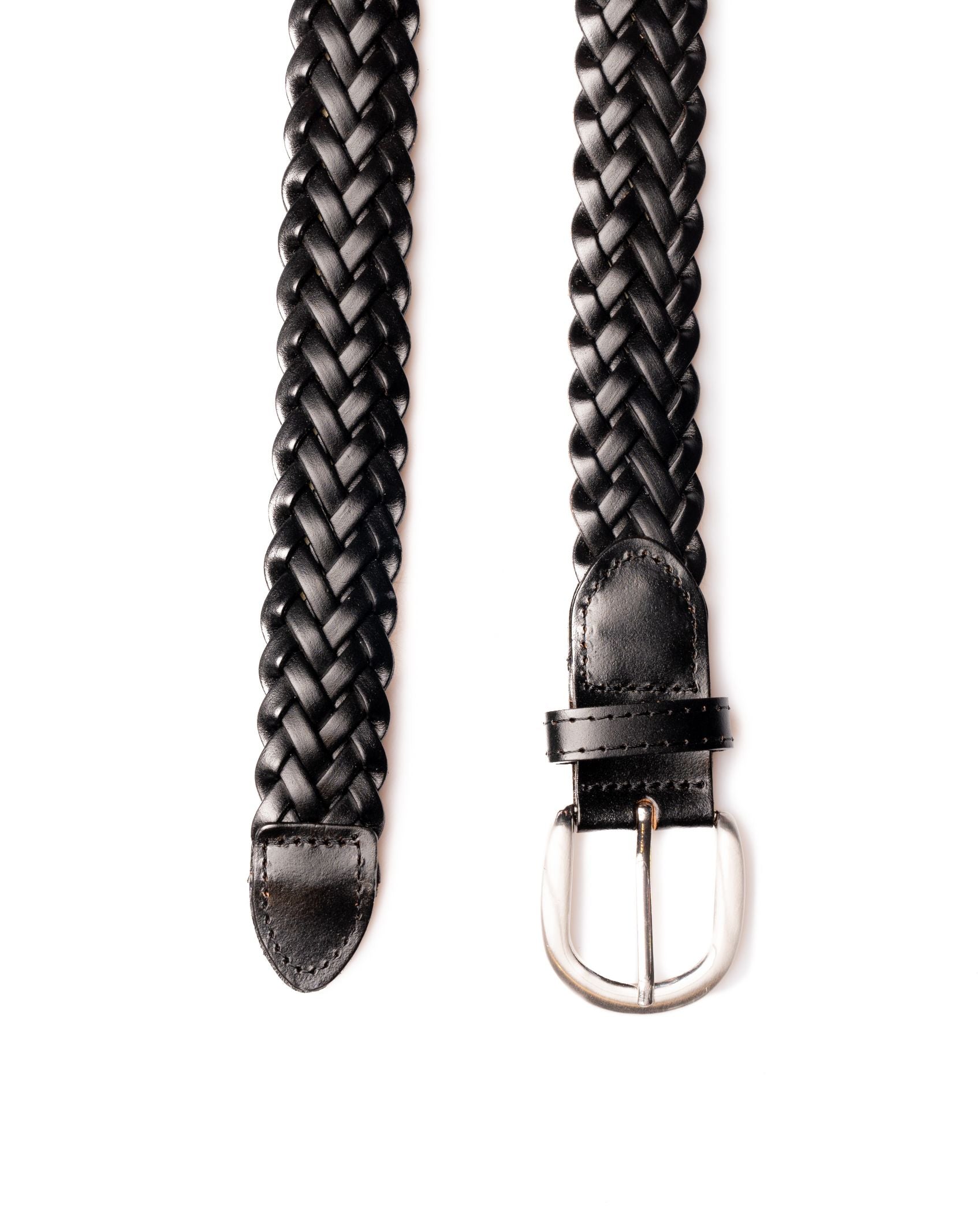 CINTURA IN PELLE INTRECCIATA NERA