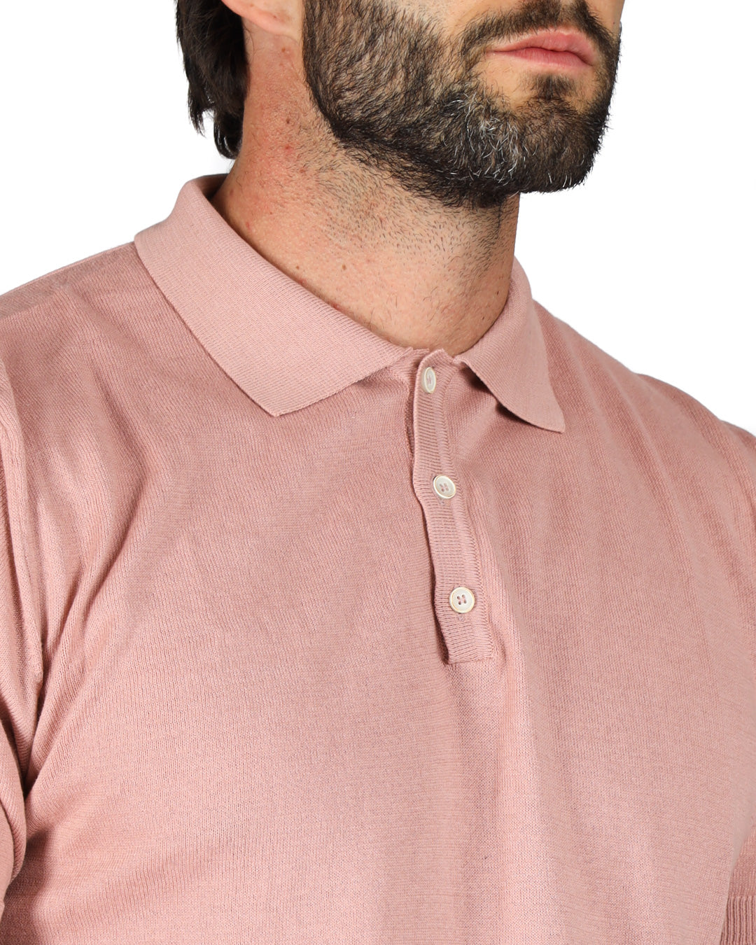 ROGER - POWDER PINK KNITTED POLO SHIRT