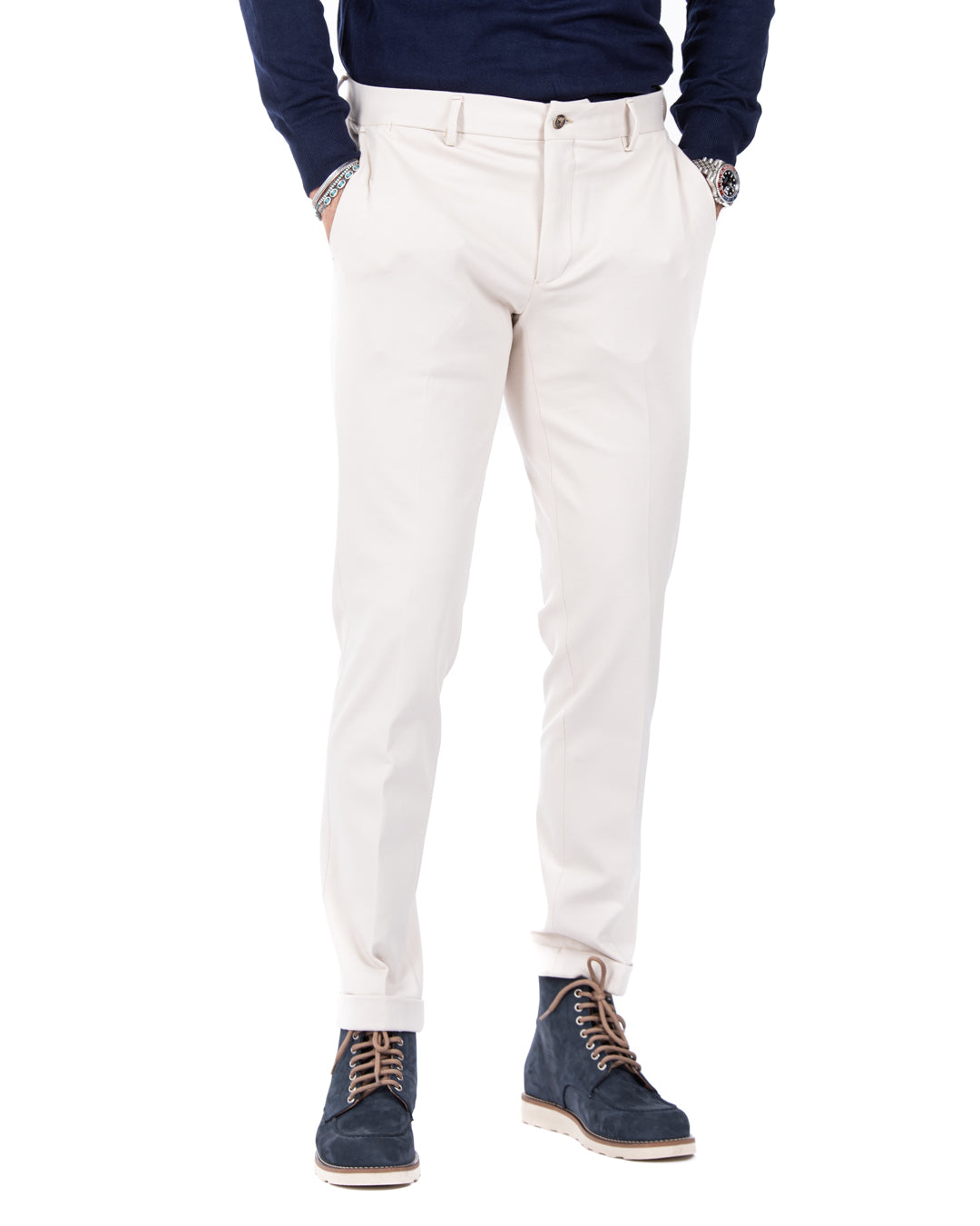 Mustang - cream milan stitch trousers