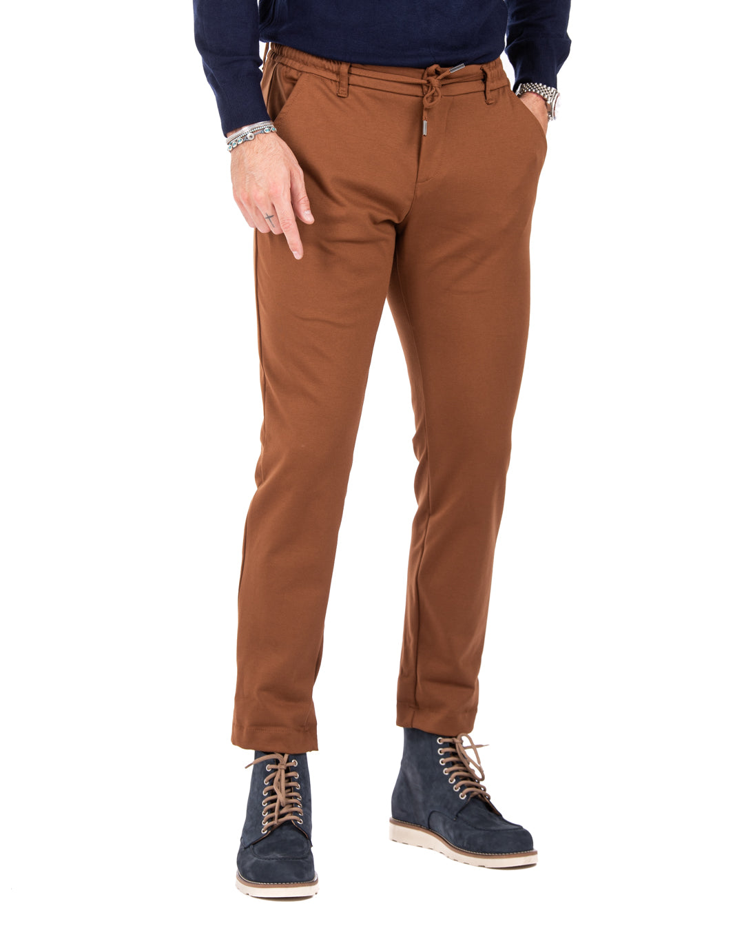 Mustang - pantalon en point de Milan camel