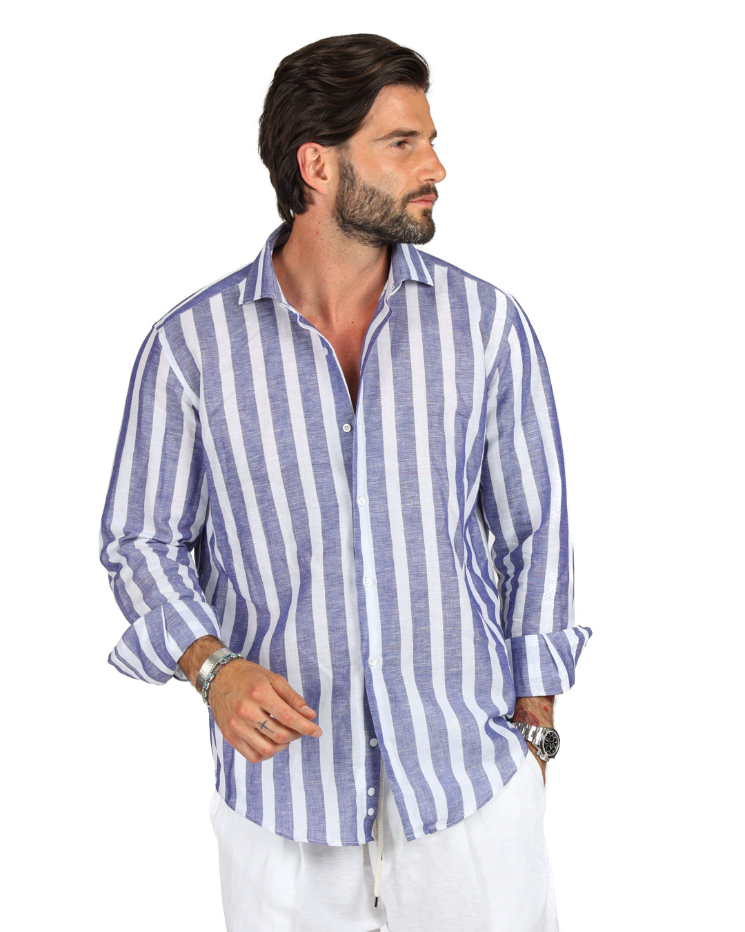 Amalfi - Classic blue maxi stripe shirt