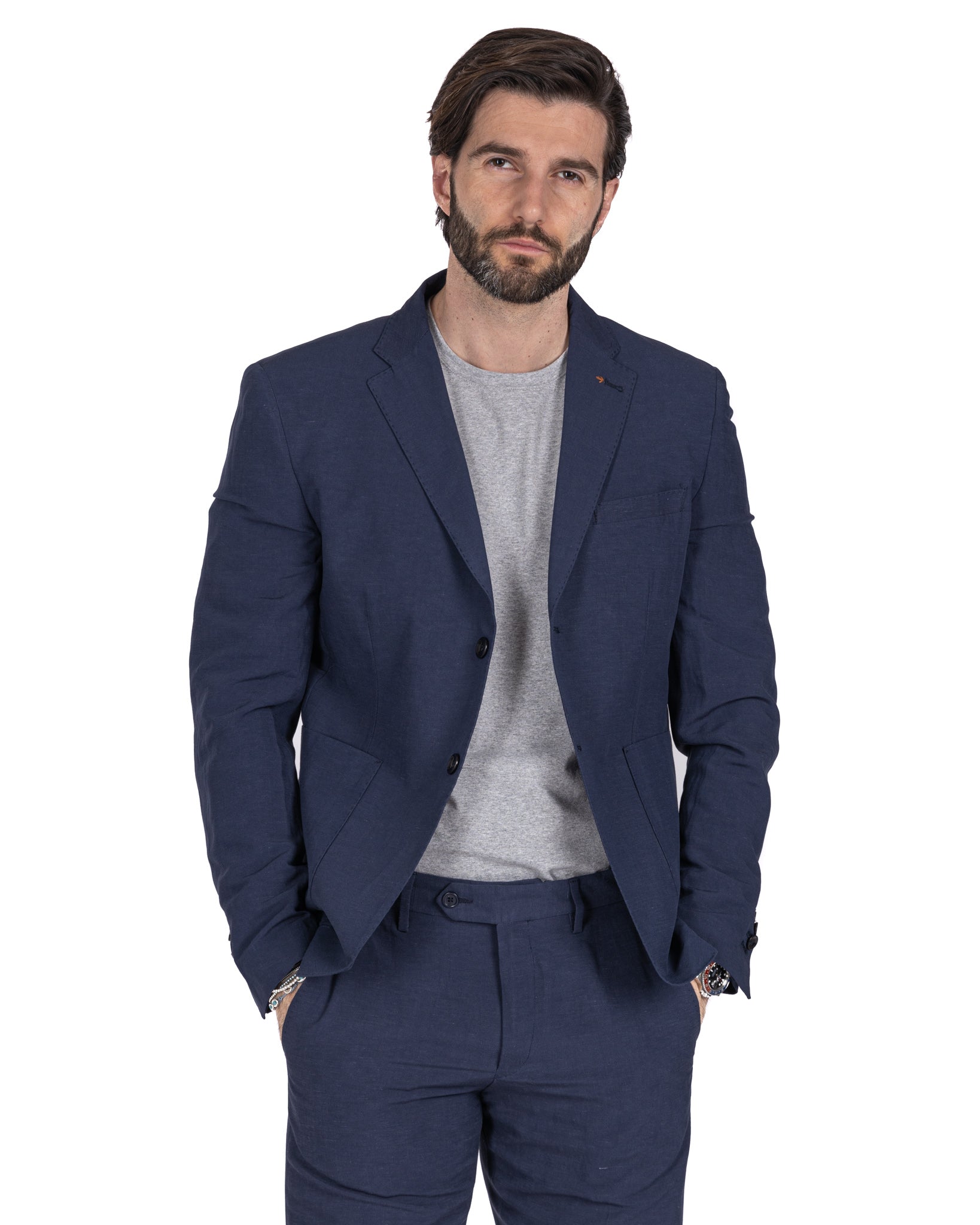 Ventotene - blue single-breasted linen suit