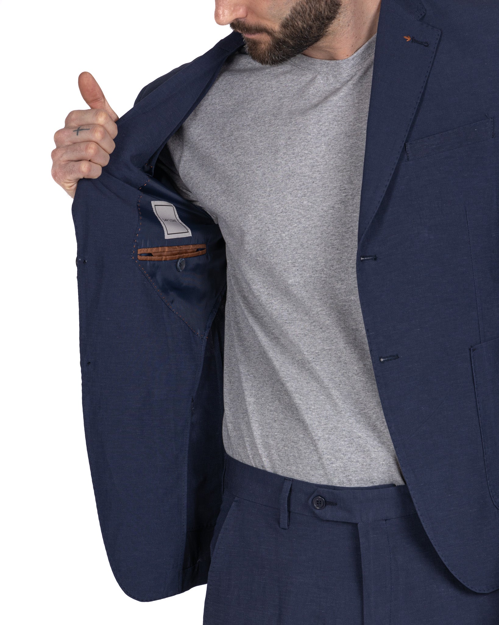 Ventotene - blue single-breasted linen suit