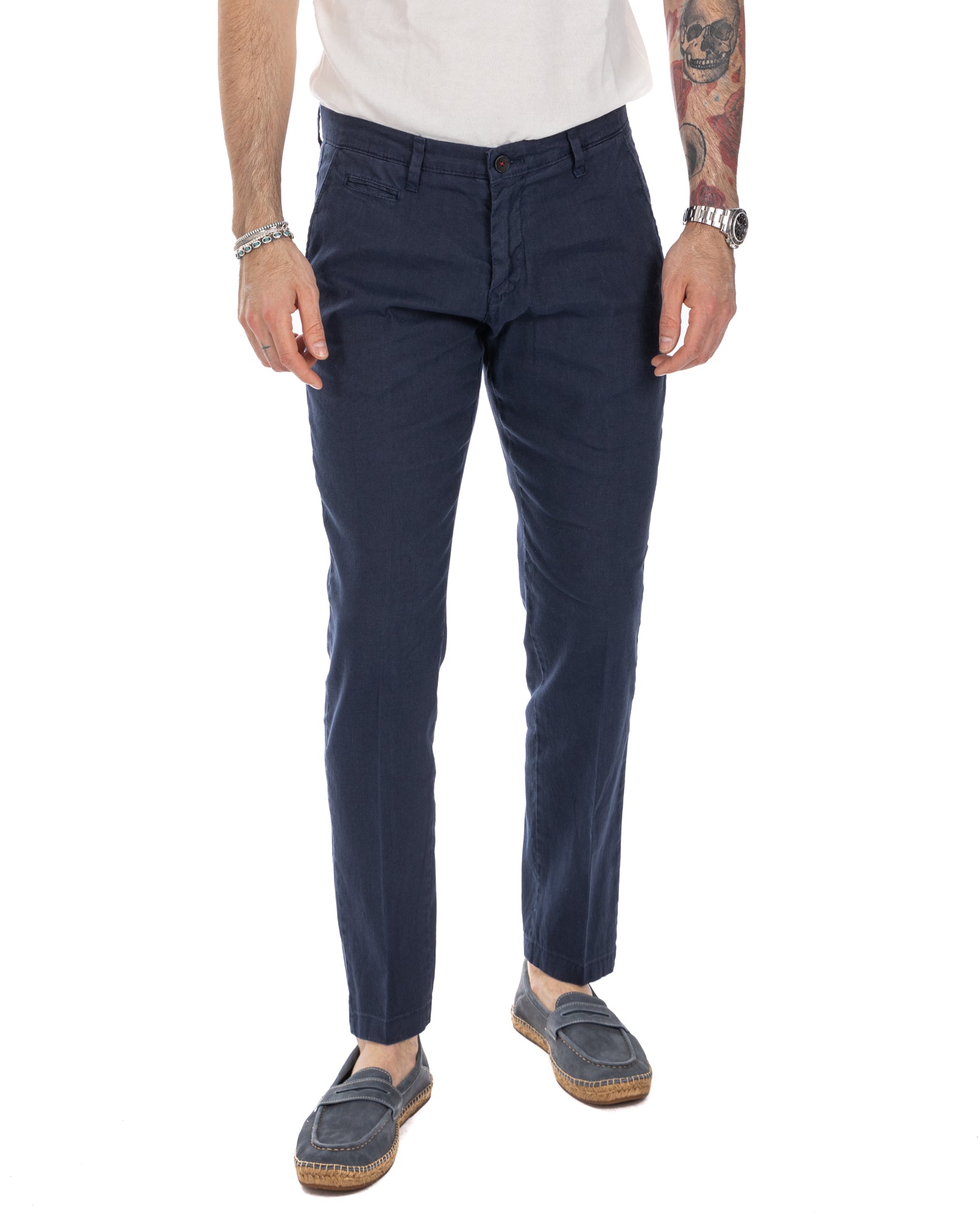 Didier - pantalon en lin stretch bleu