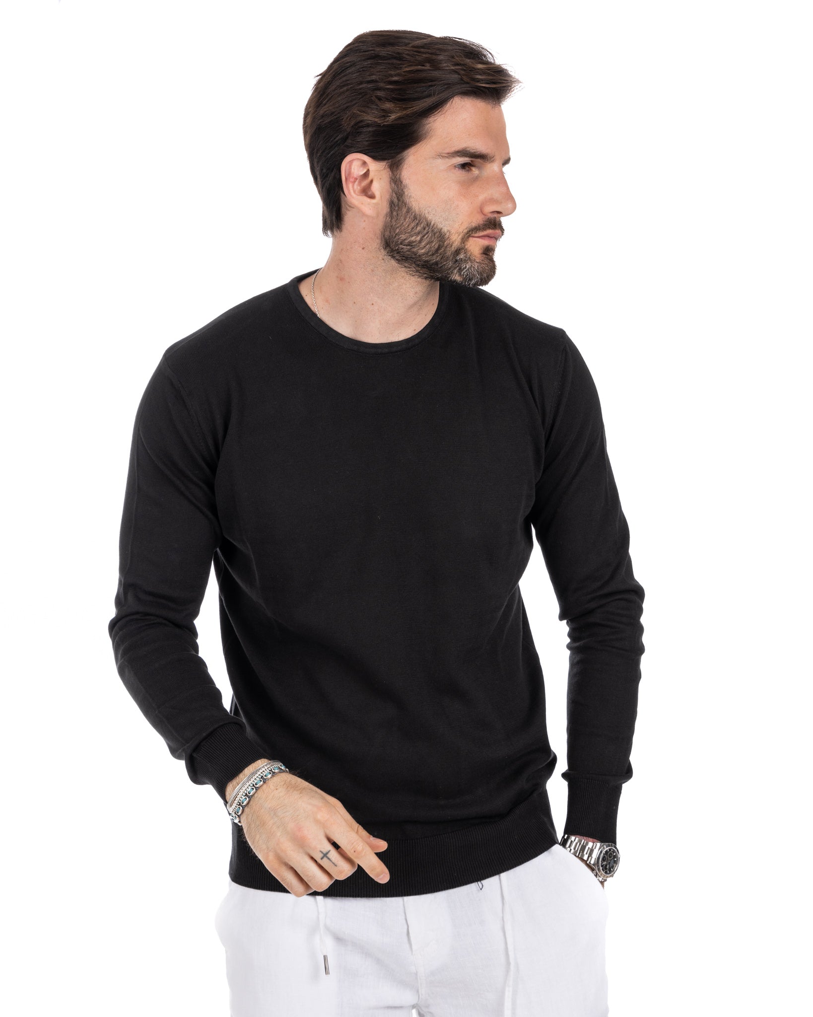 Daniil - black cotton sweater