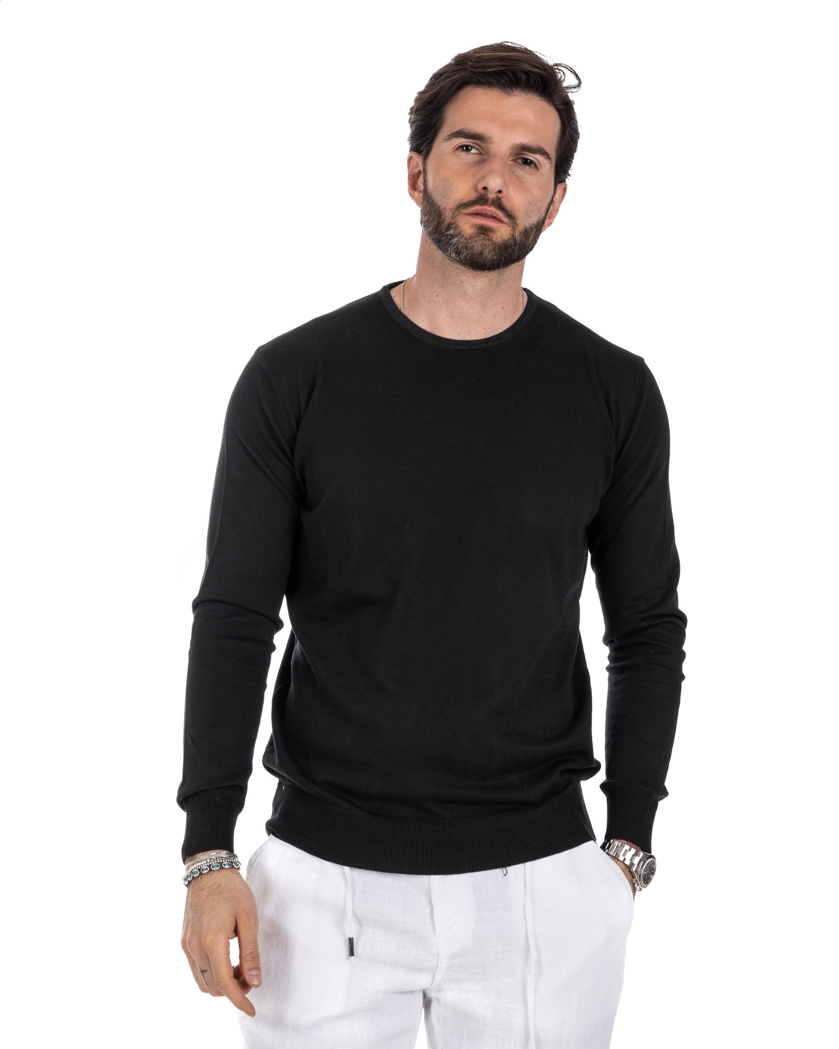 Daniil - black cotton sweater