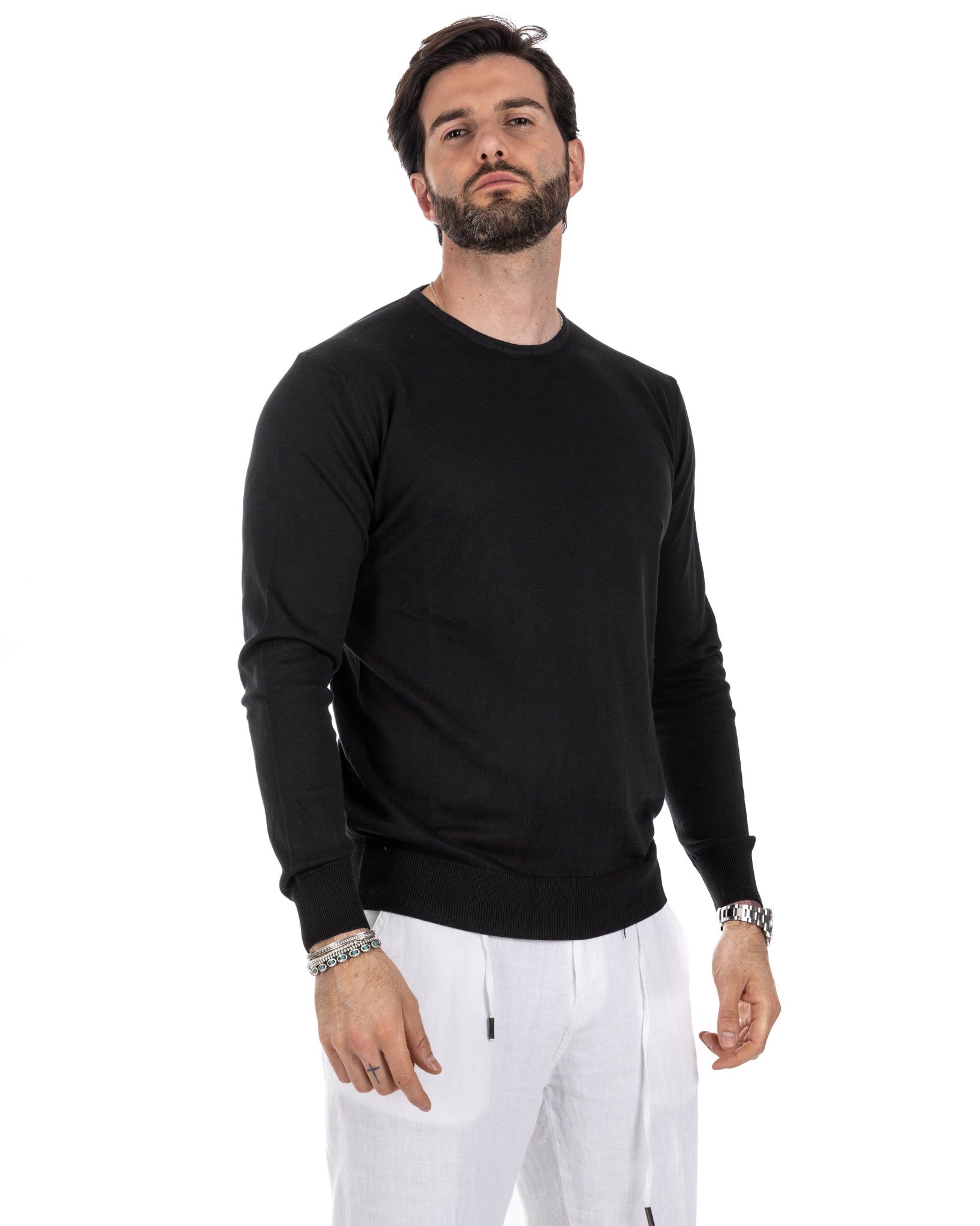 Daniil - black cotton sweater