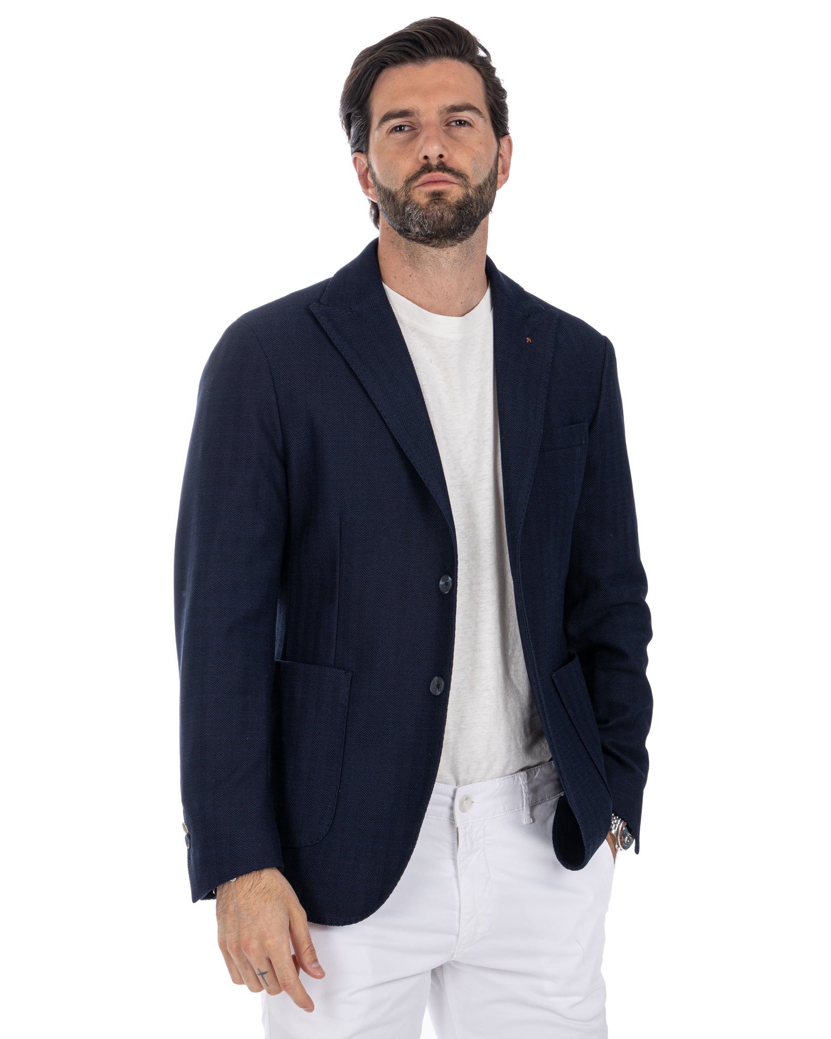 Noto - blue solaro single-breasted jacket