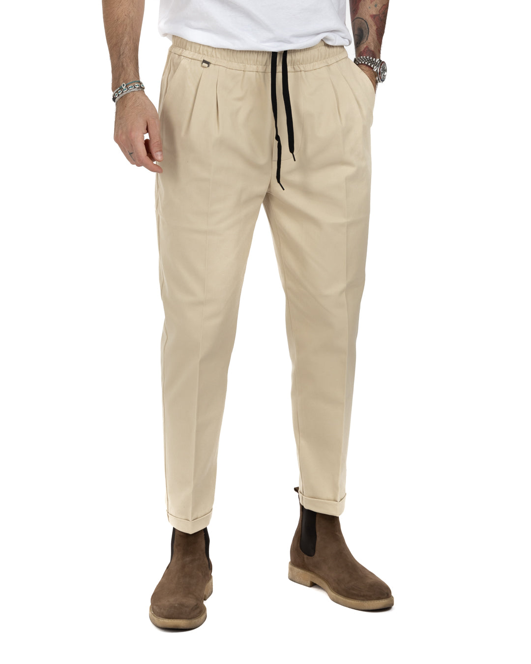 Larry - pantalon en coton crème