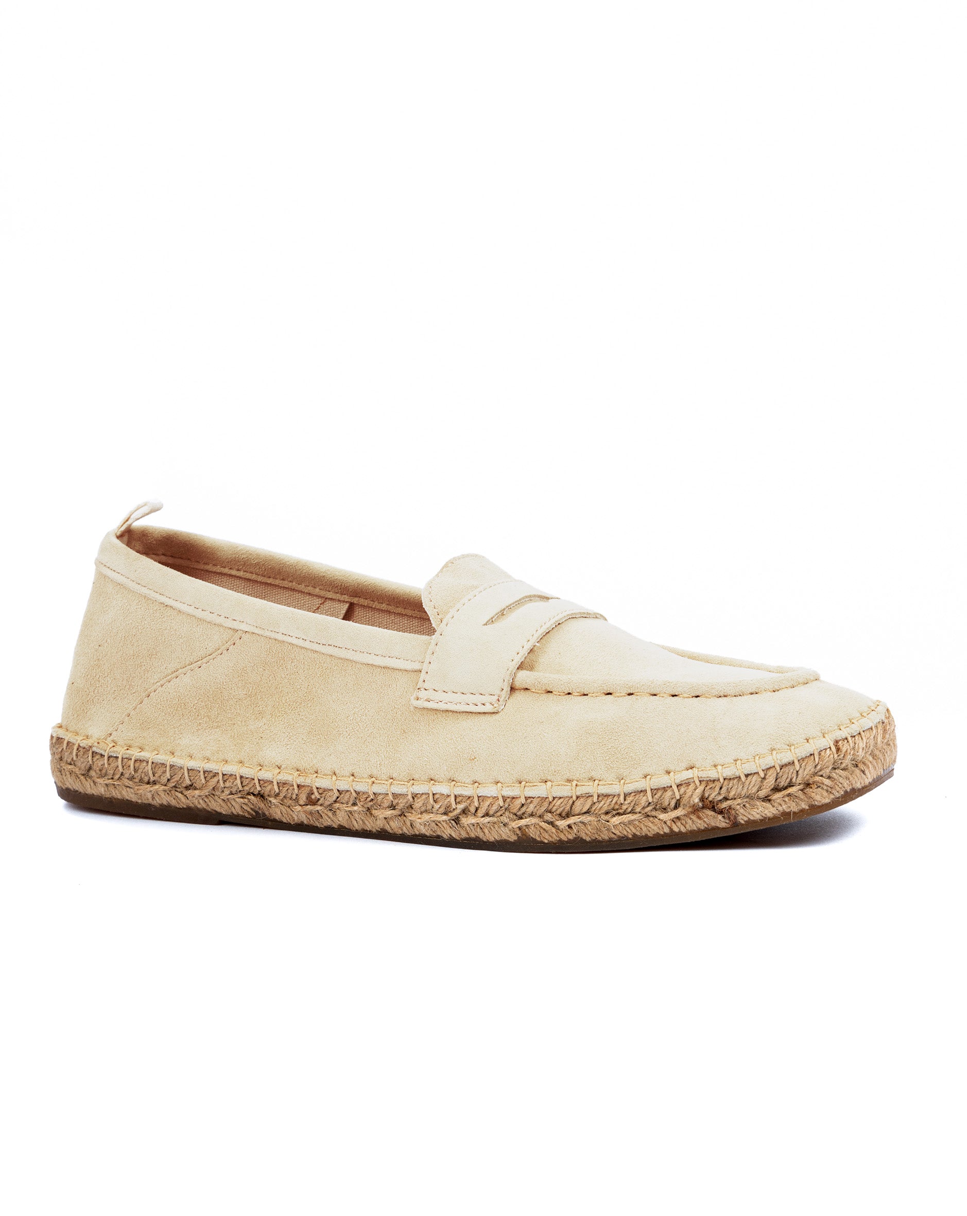 Roma - mocassin en daim beige avec semelle en corde