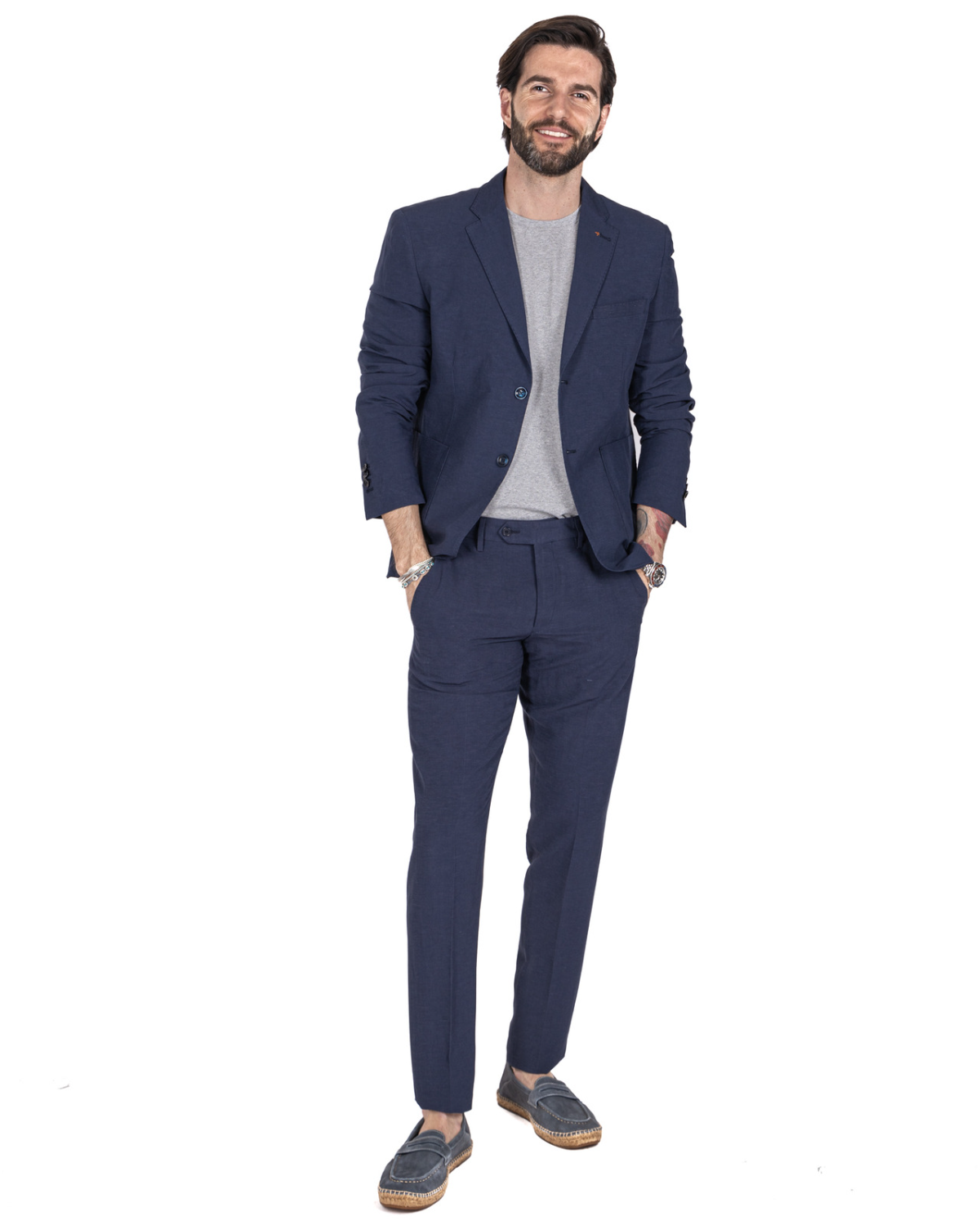 Ventotene - blue single-breasted linen suit