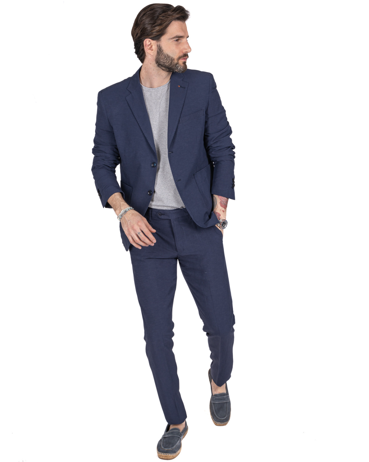 Ventotene - blue single-breasted linen suit